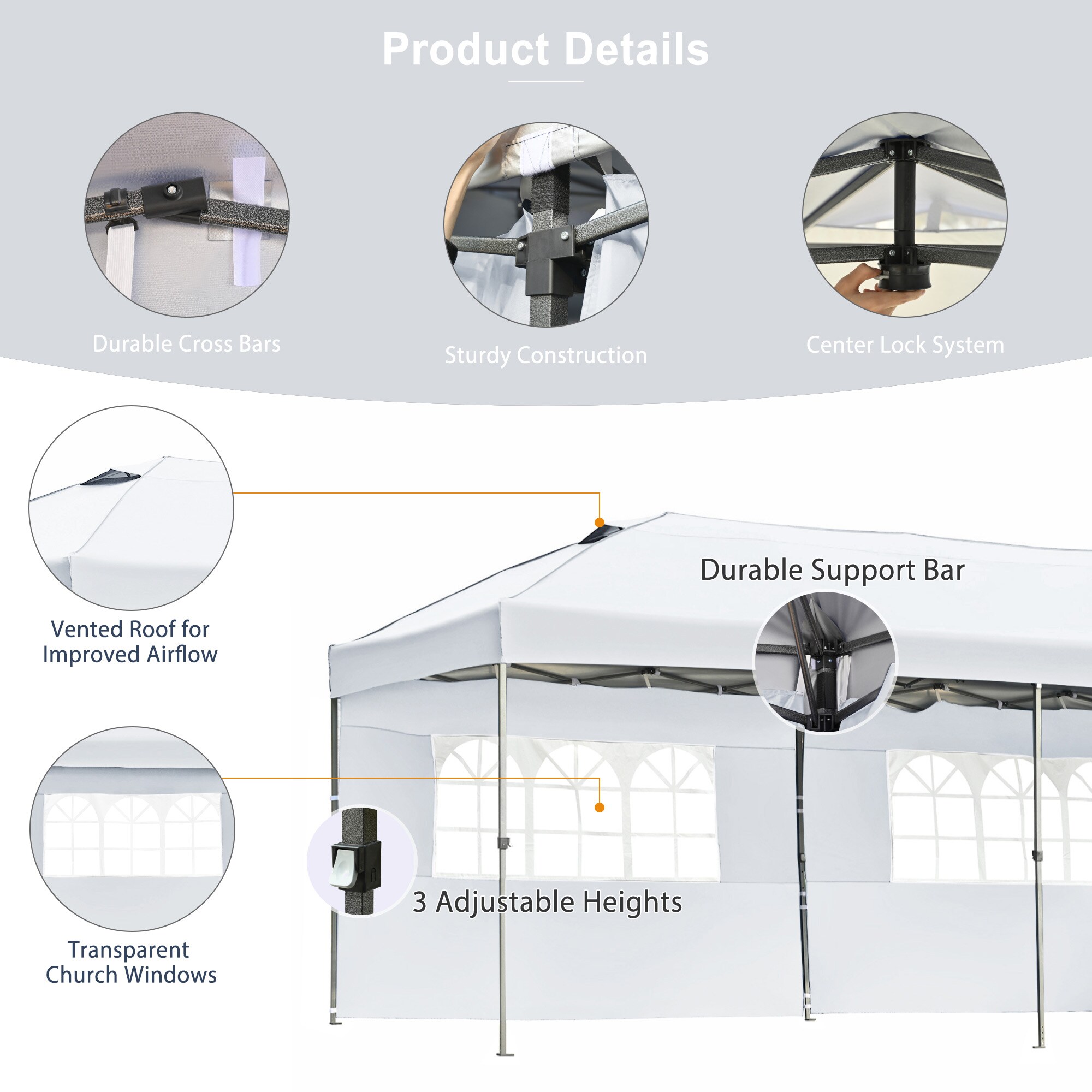 Kahomvis 19.2-ft x 9.7-ft Rectangle White Party canopy in the Canopies ...
