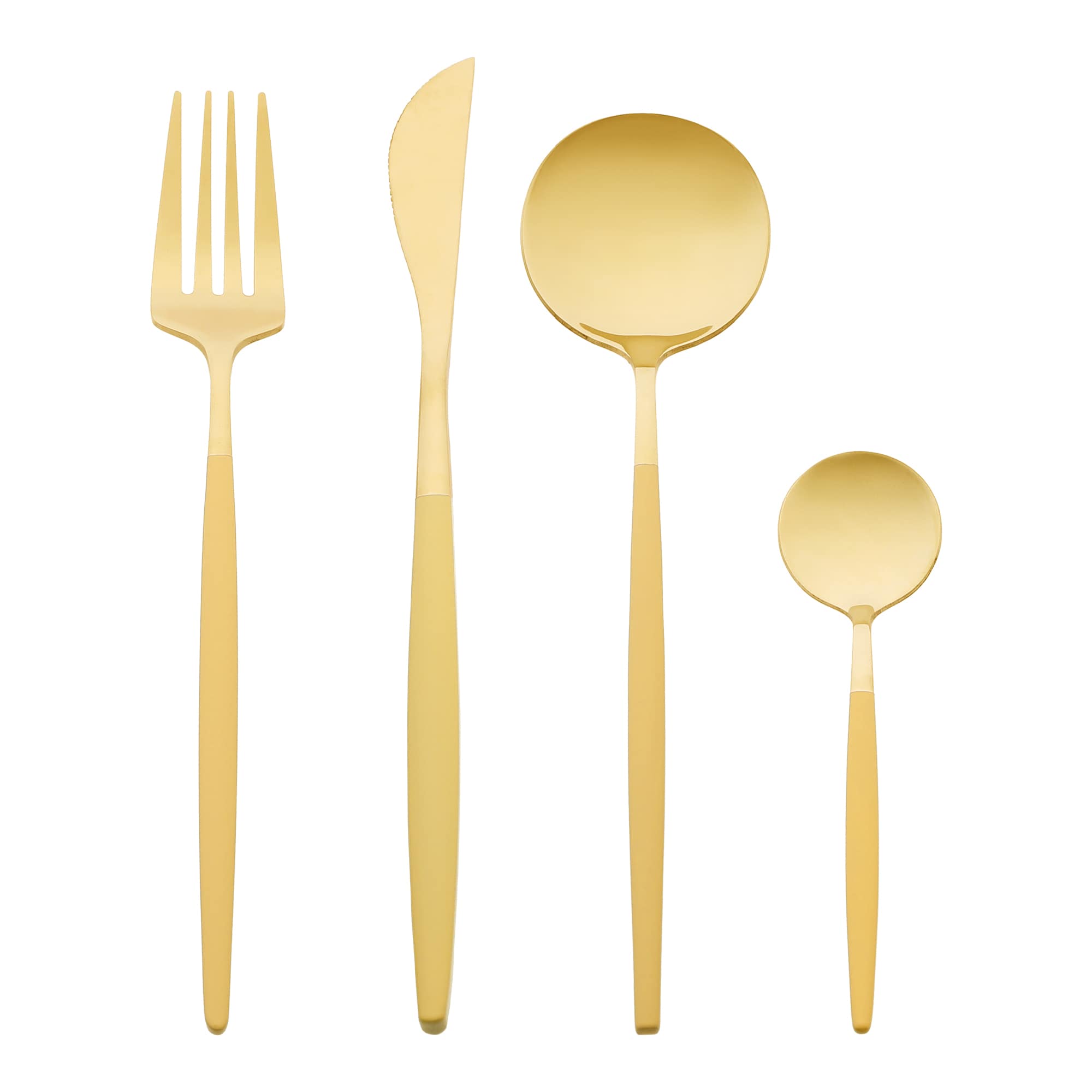 Unique Bargains 4pcs Silverware Set Stainless Steel Flatware Mirror Polished Cutlery Set Serving Utensils Set for Kitchen Dinner Orange #S25121901UX6691