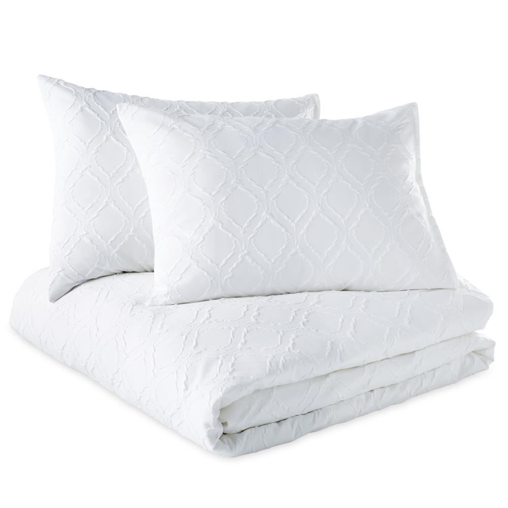 Microsculpt Solid Ogee 2-Piece White Twin Comforter Set in the
