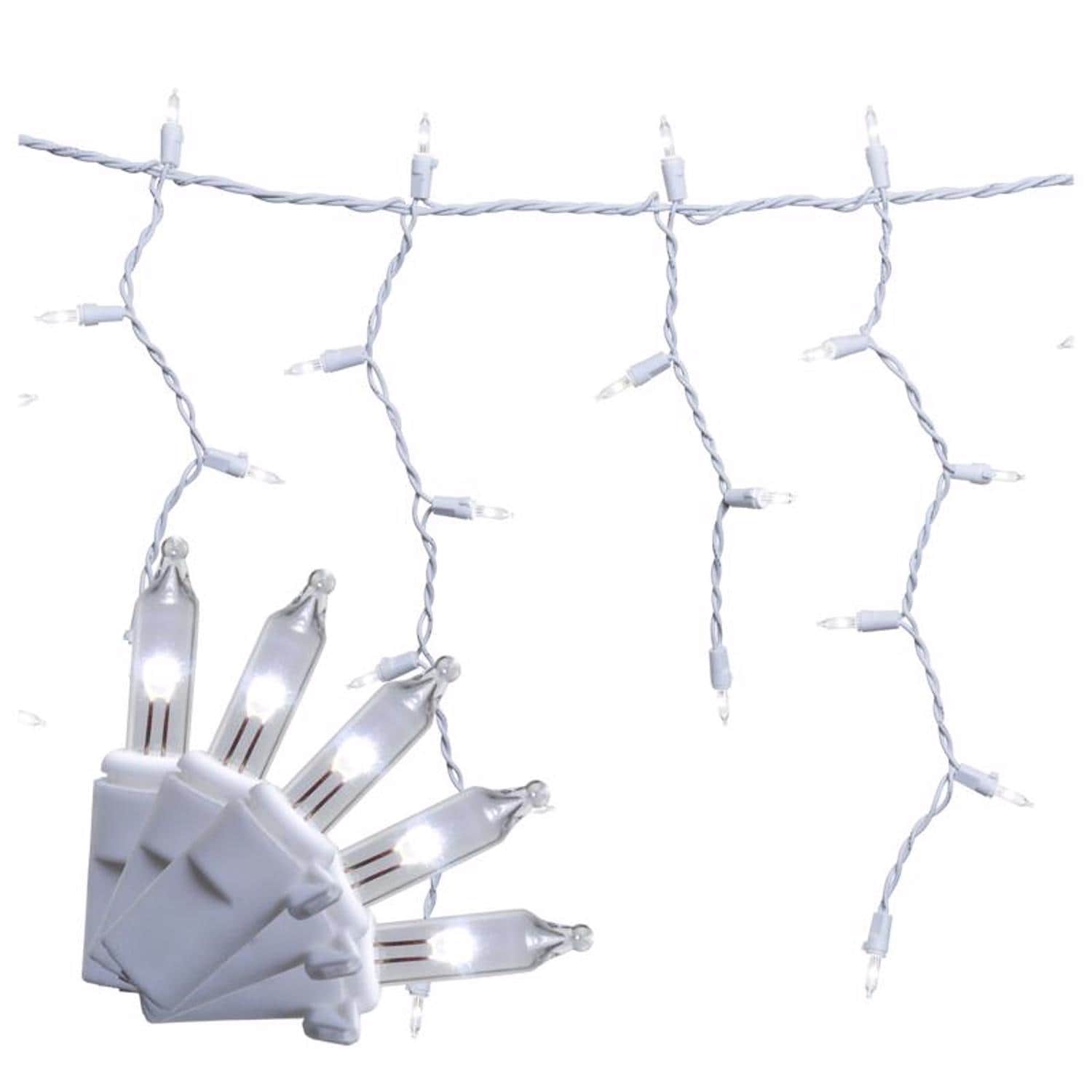 Celebrations - Classic LED T5 Pure White 300 ct Icicle Christmas Lights 19.6 ft.