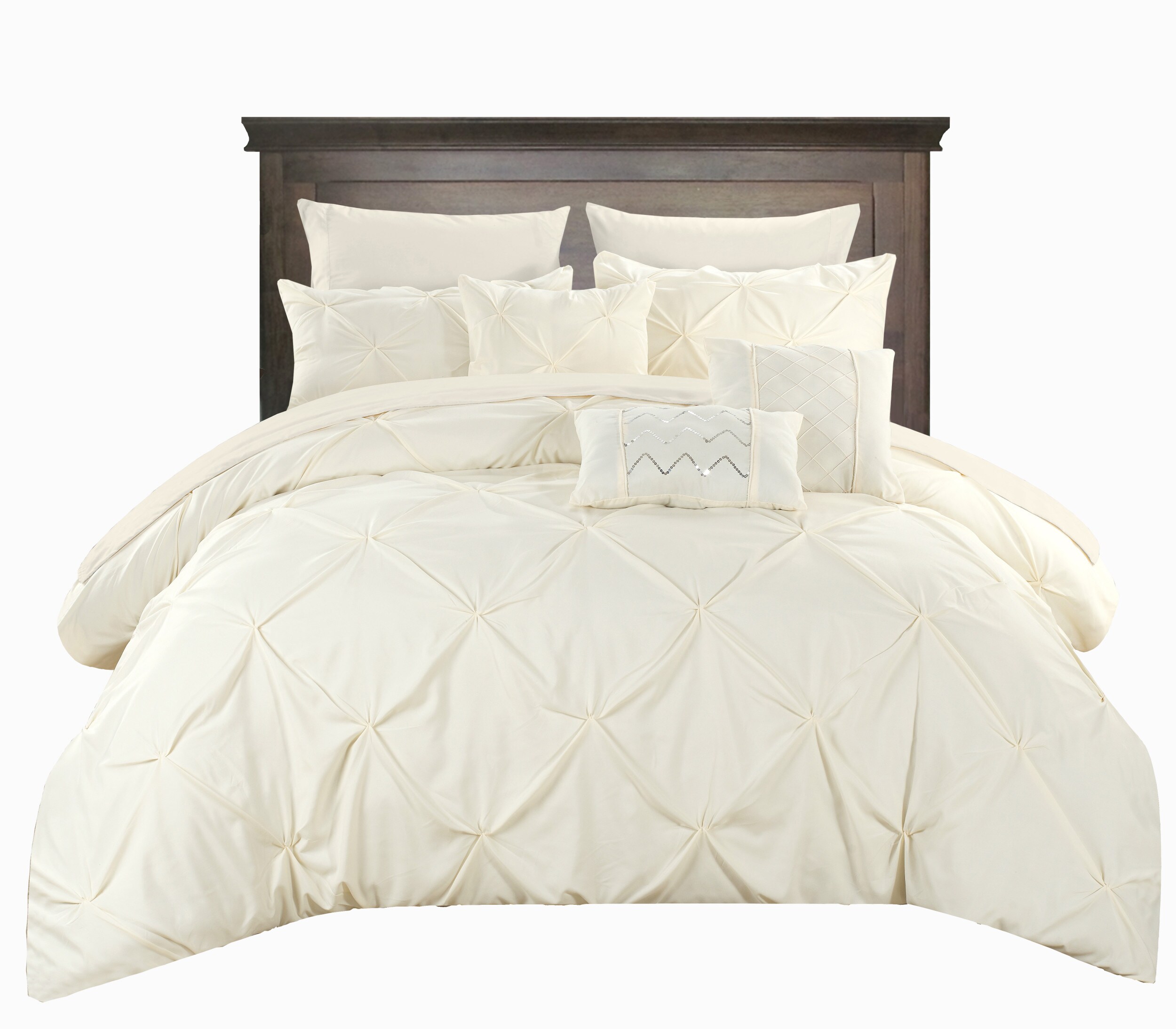 Chic Home Design Hannah 8-Piece Beige Twin Comforter Set in the Bedding Sets  department at