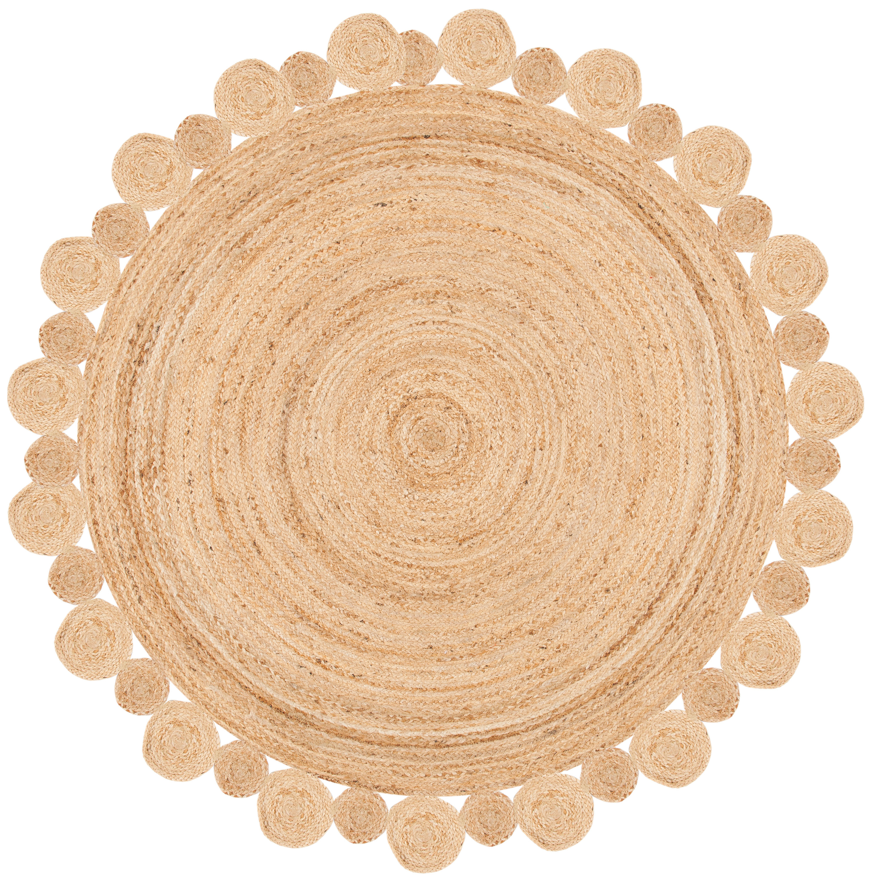 Safavieh NFB307A-7R Natural Fiber Haida 7 x 7 (ft) Loomed Jute Natural Round Indoor Abstract Bohemian/Eclectic Area rug