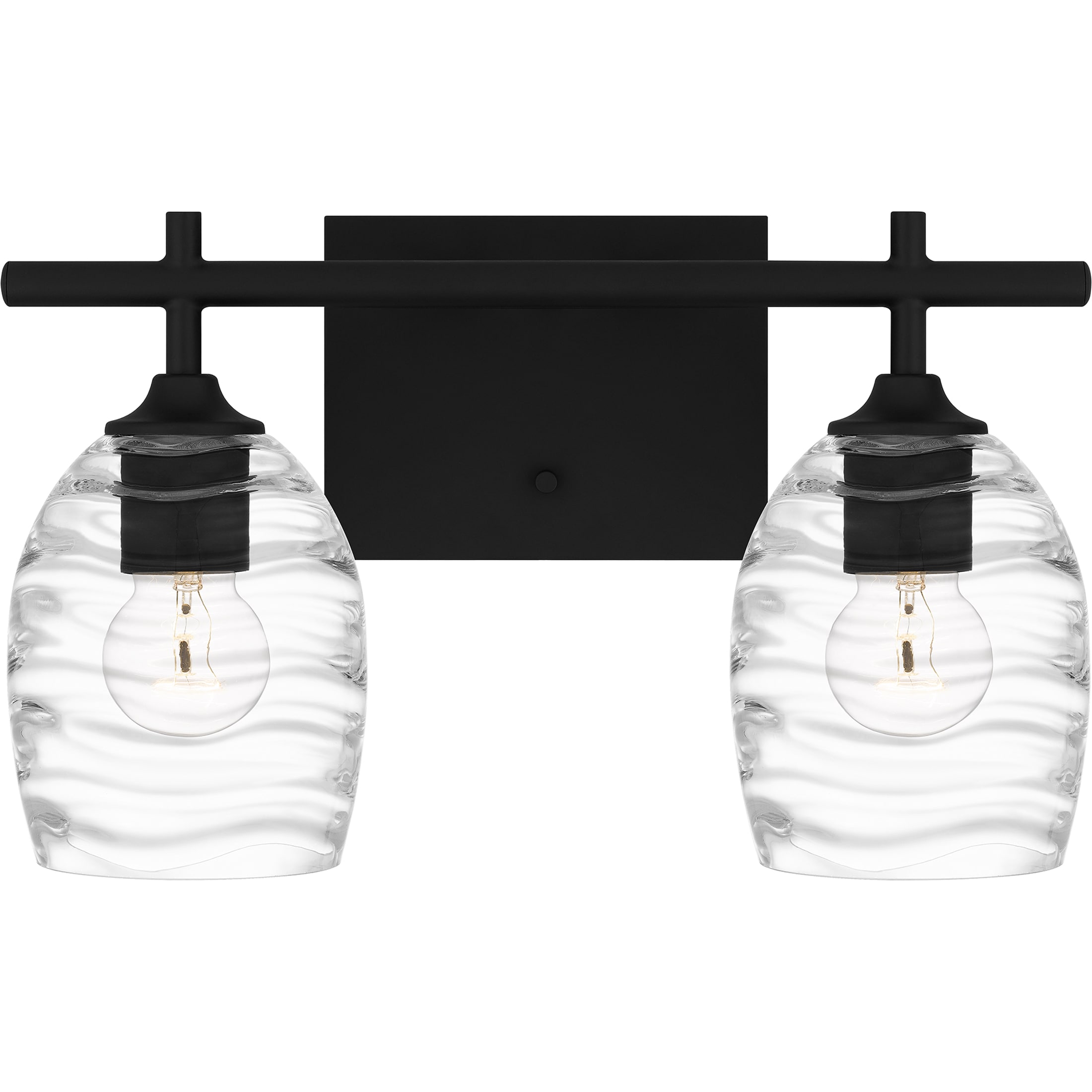 Lucy Matte Black 2-Light Vanity with Clear Optic Glass Shades