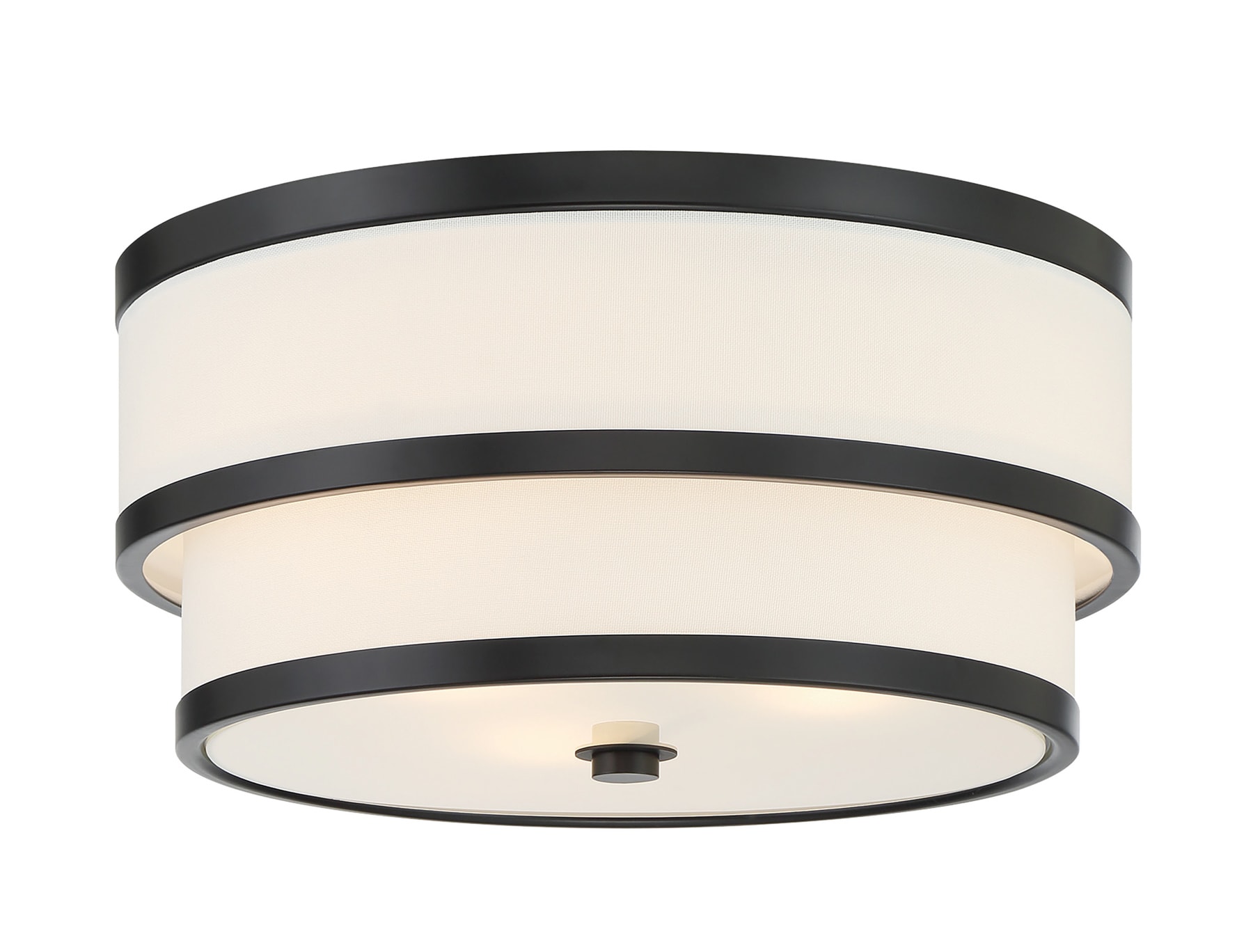 Coal Black Glass Drum 3-Light Flush Mount Ceiling Fixture