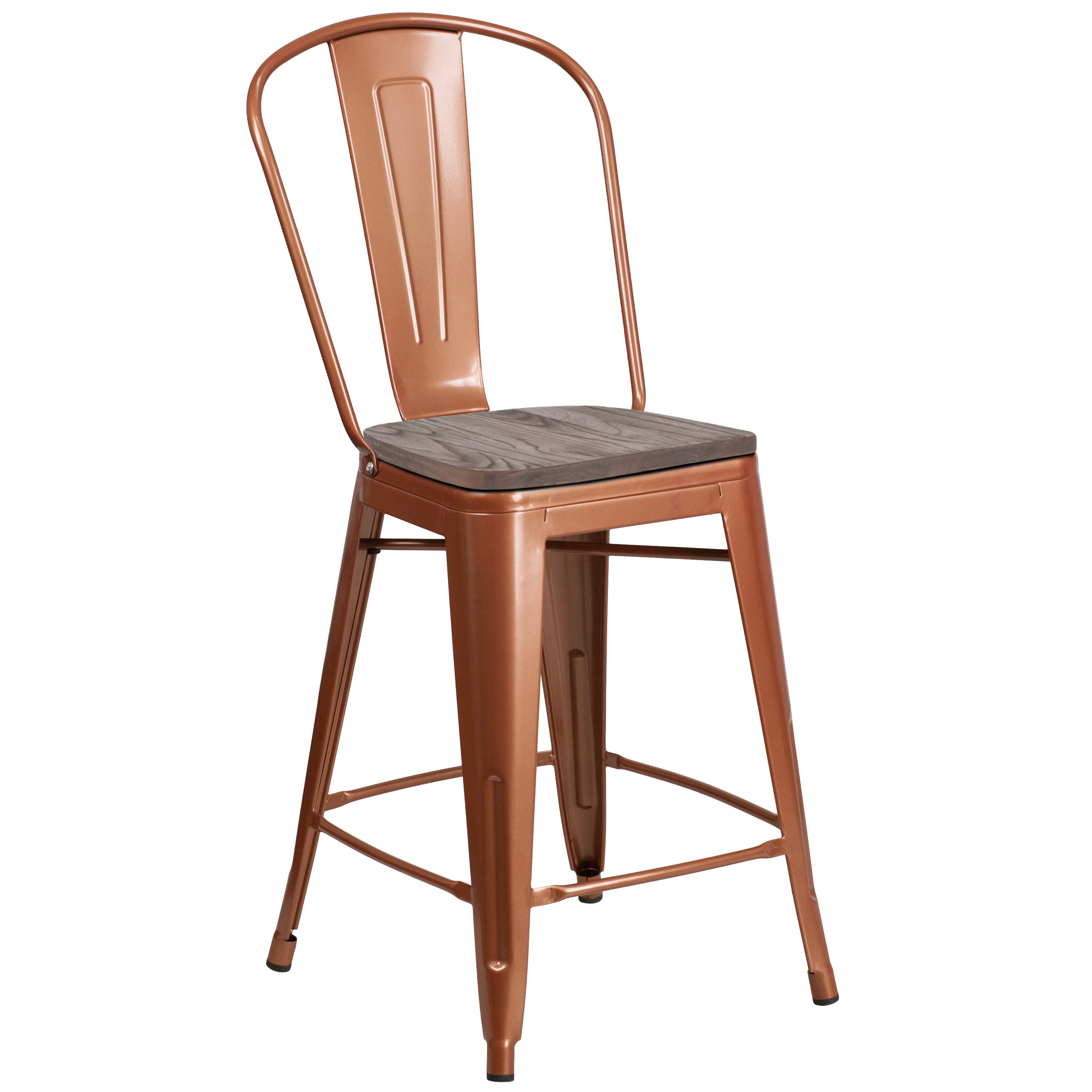 Flash Furniture 889142873976 Copper 24.0-Inches H Counter height Square seat Metal Bar Stool and Back