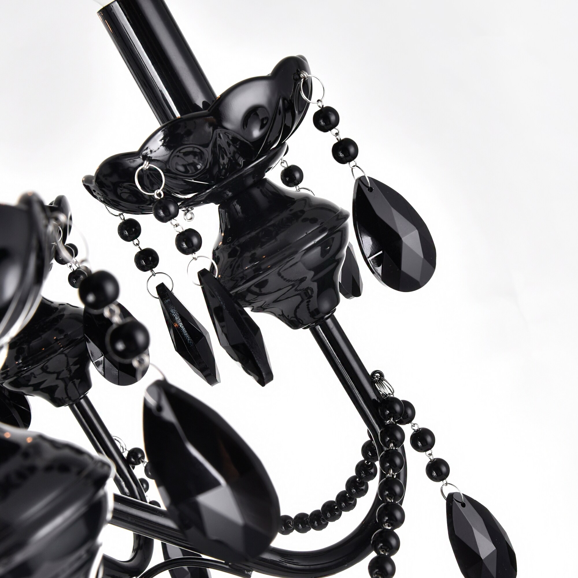 Keen 9-Light Black Crystal Candelabra Chandelier