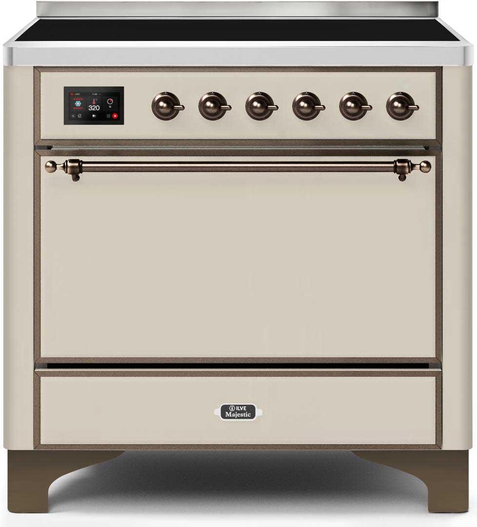 Majestic 2 36-in 5 Convection Oven Freestanding Induction Range (Antique White/Bronze Trim) in the Oven Induction Ranges department Lowes.com