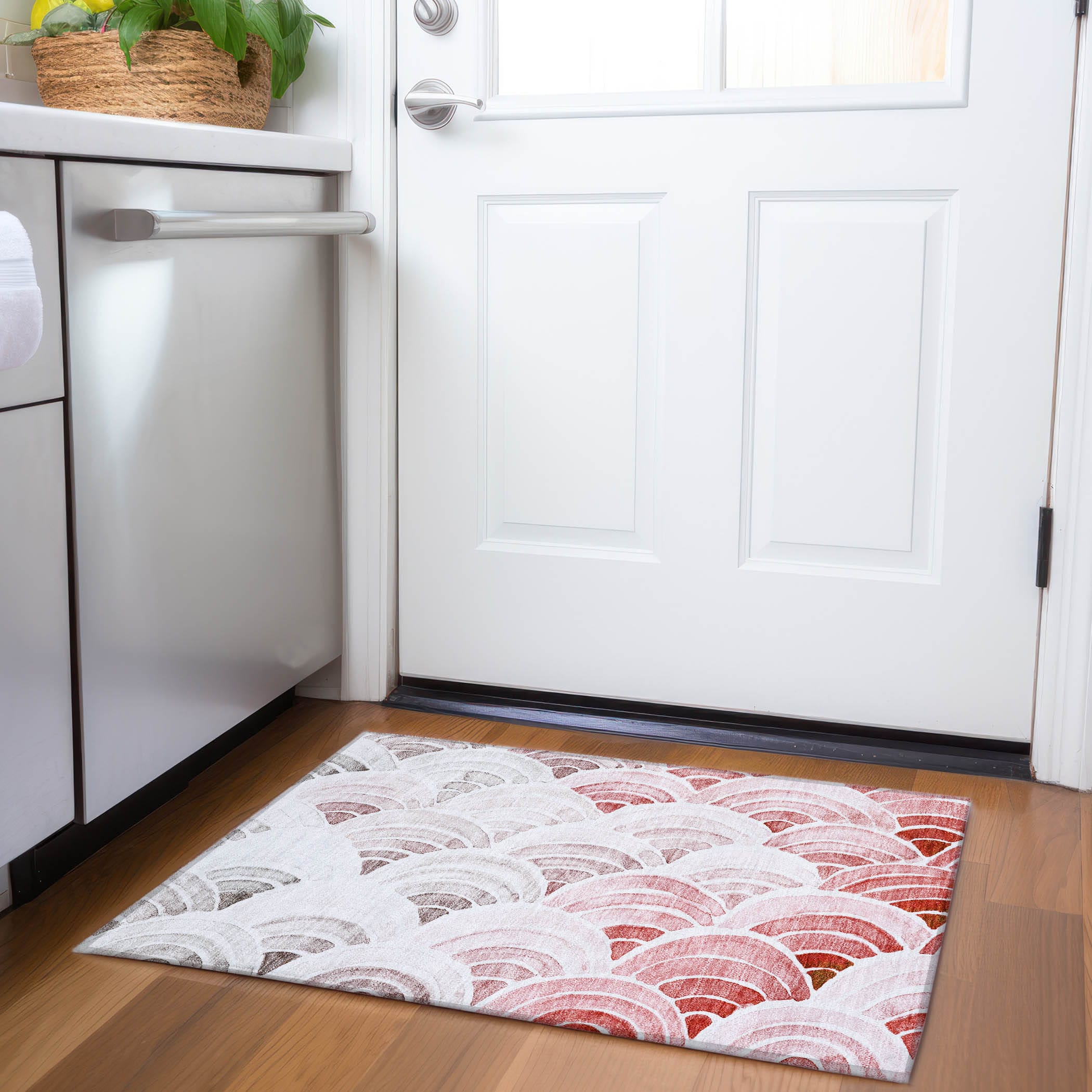 Addison Rugs AMF184RE20X30 Mayfield AMF184RE 2 x 3 (ft) Loomed Polyester Red Rectangular Indoor Geometric Machine washable Area rug