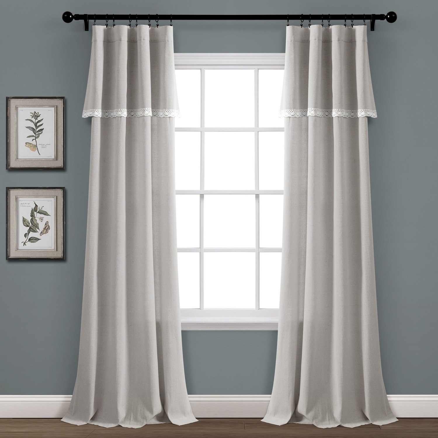 Lush Decor 16T004267 84-Inches Light Gray Rod pocket Curtain panel pair