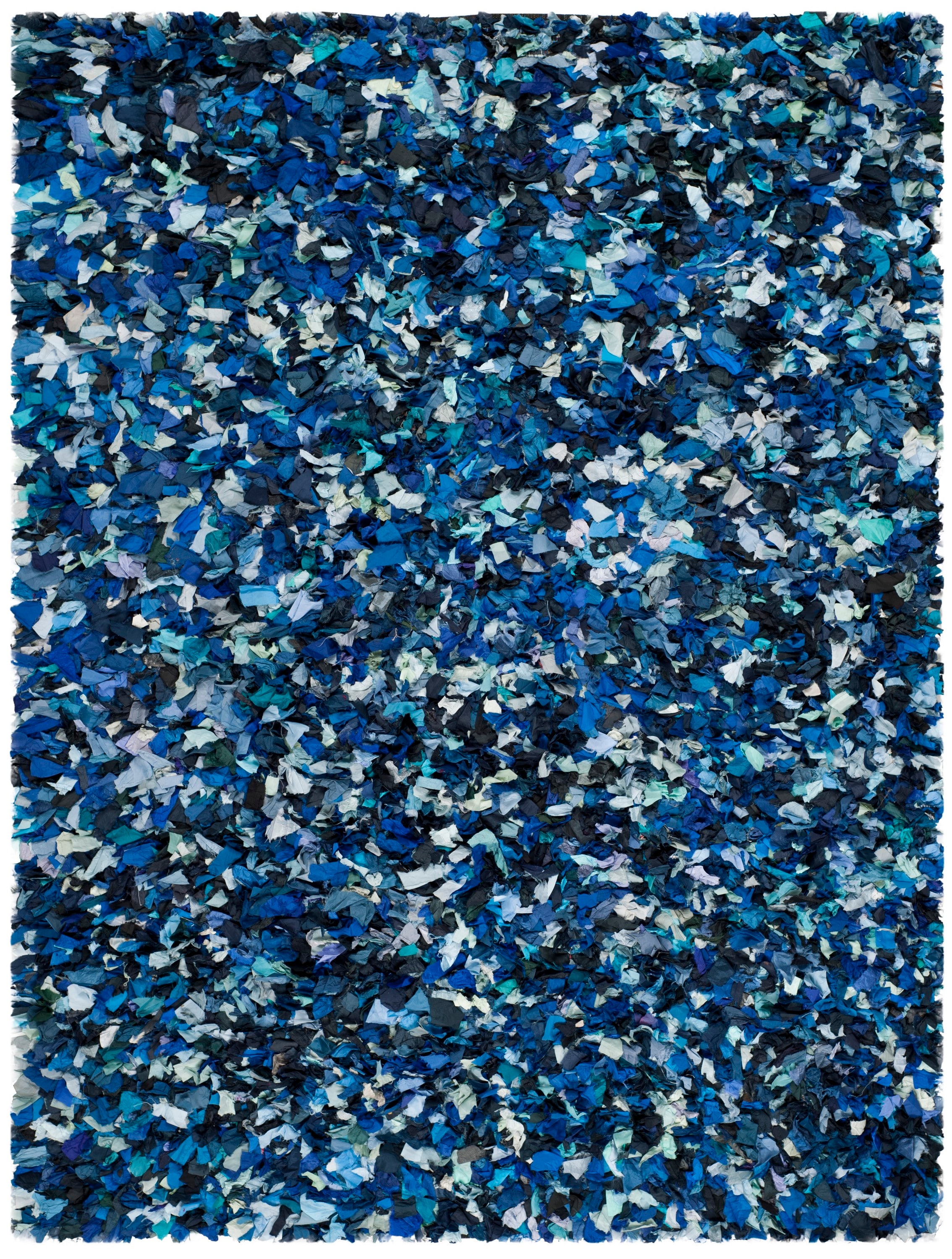 Rio Blue and Multicolor Polyester Shag Area Rug 5' x 8'