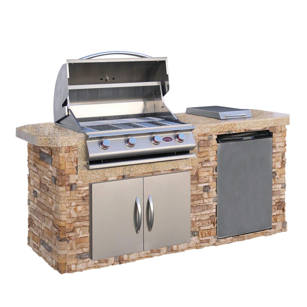 Cal Flame 83 5 In W X 27 In D X 38 In H Outdoor Kitchen Bar Counter With 4 Burners In The Modular Outdoor Kitchens Department At Lowes Com