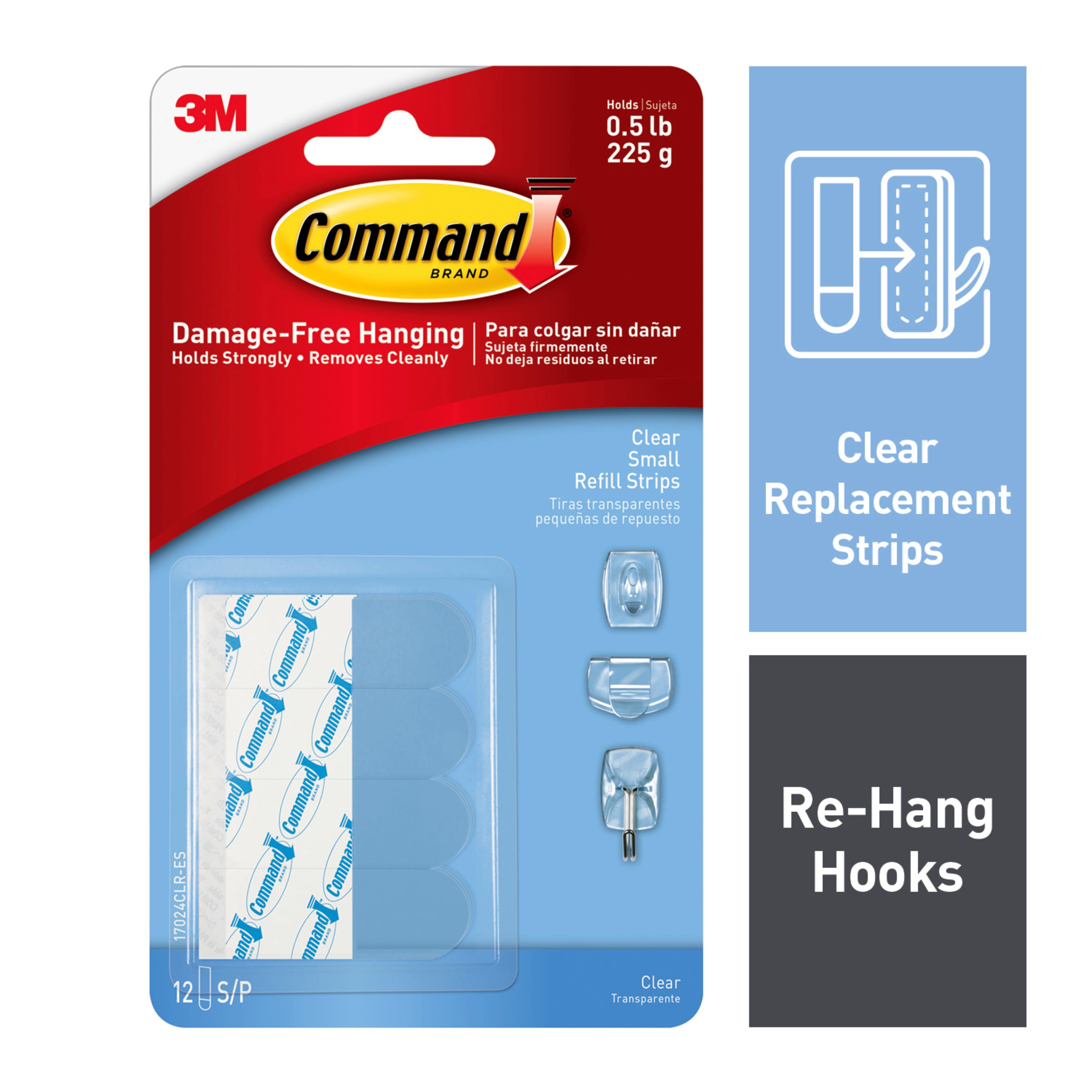 1pack Medium 3M Command Clear strips for Mounting hook command