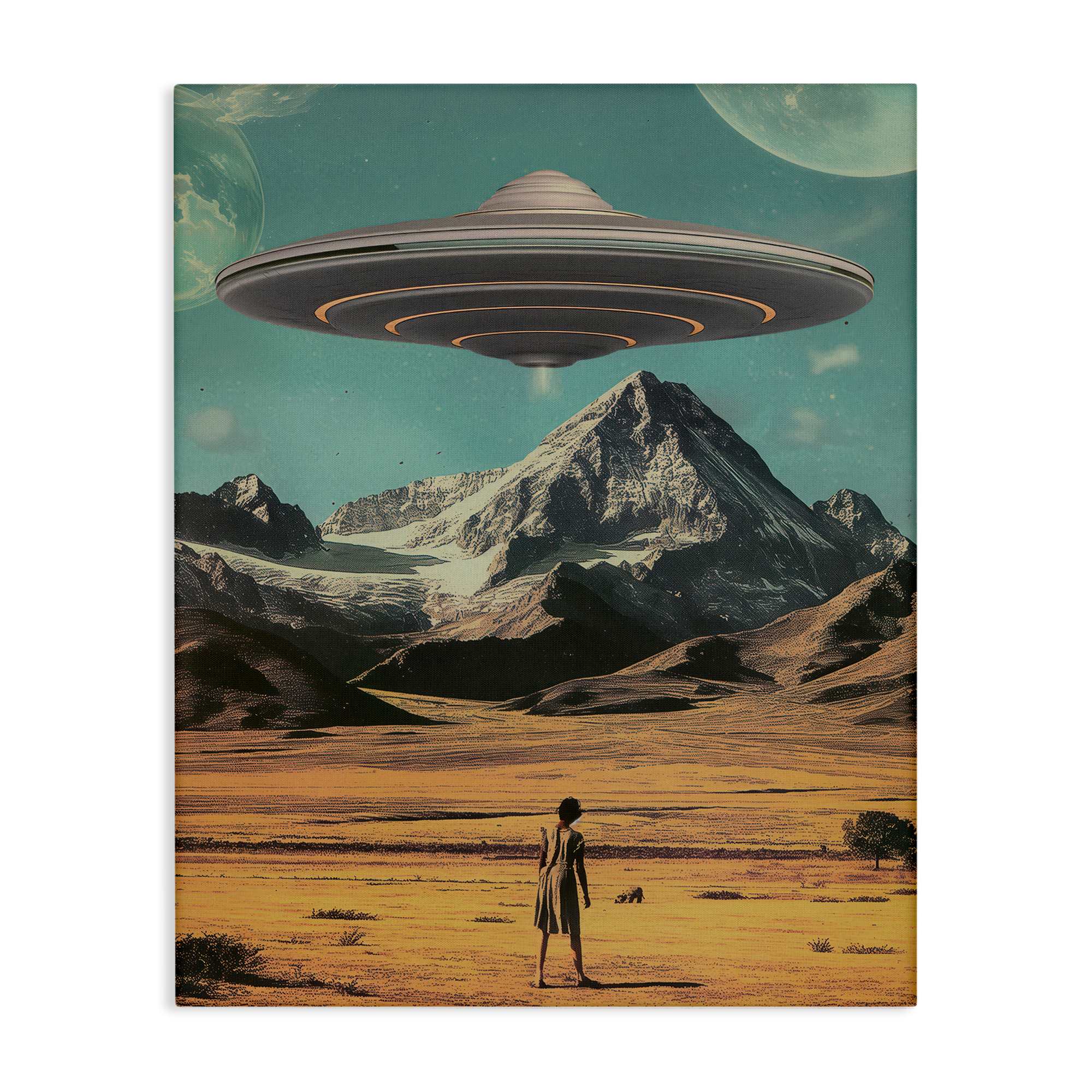 Stupell Industries BT-293-CN-24X30 Woman with Overhead UFO Canvas design by Wumples