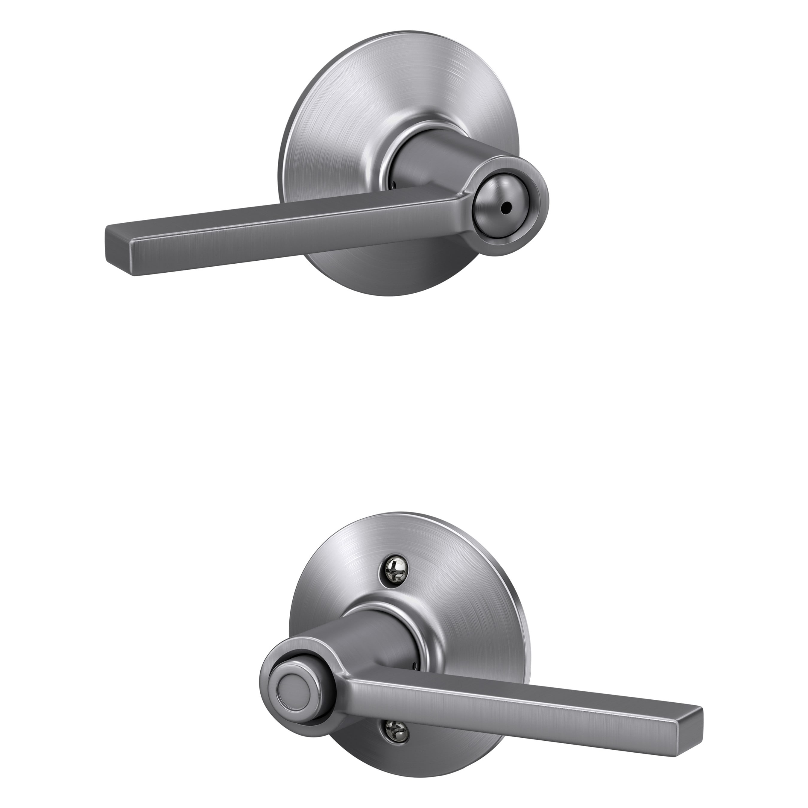 Schlage F40 LAT 626 Latitude Satin Chrome Interior Bed/Bath Privacy Door Handle