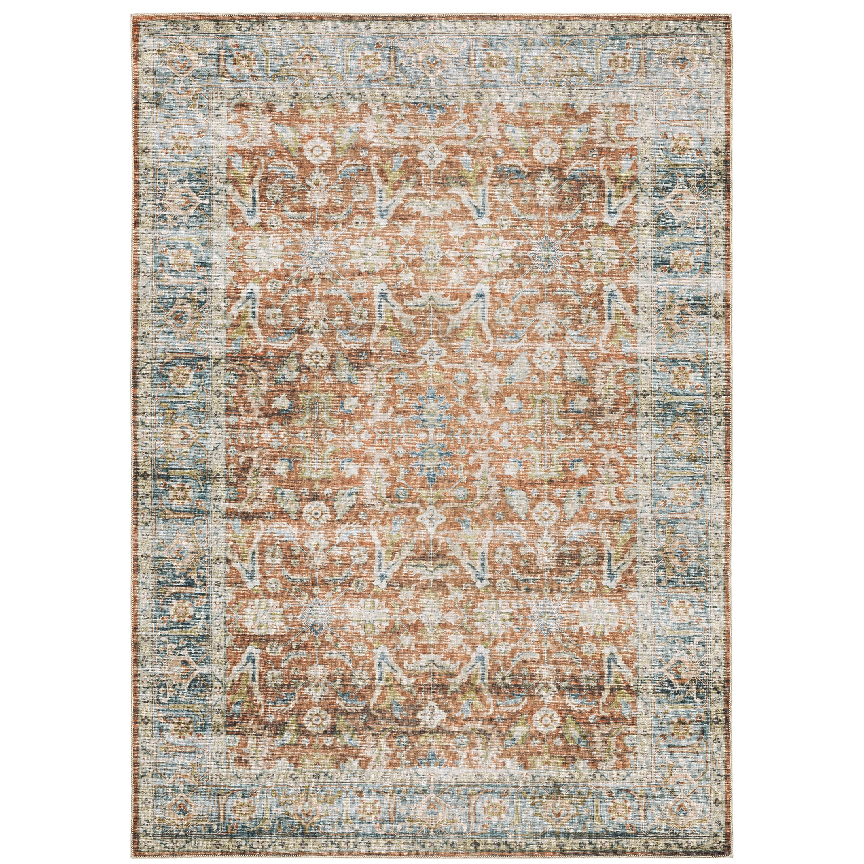 Archer Lane CHAR044L Brotherton 4 x 6 (ft) Tufted Polyester Rust Rectangular Indoor Distressed/Overdyed Vintage Machine washable Area rug
