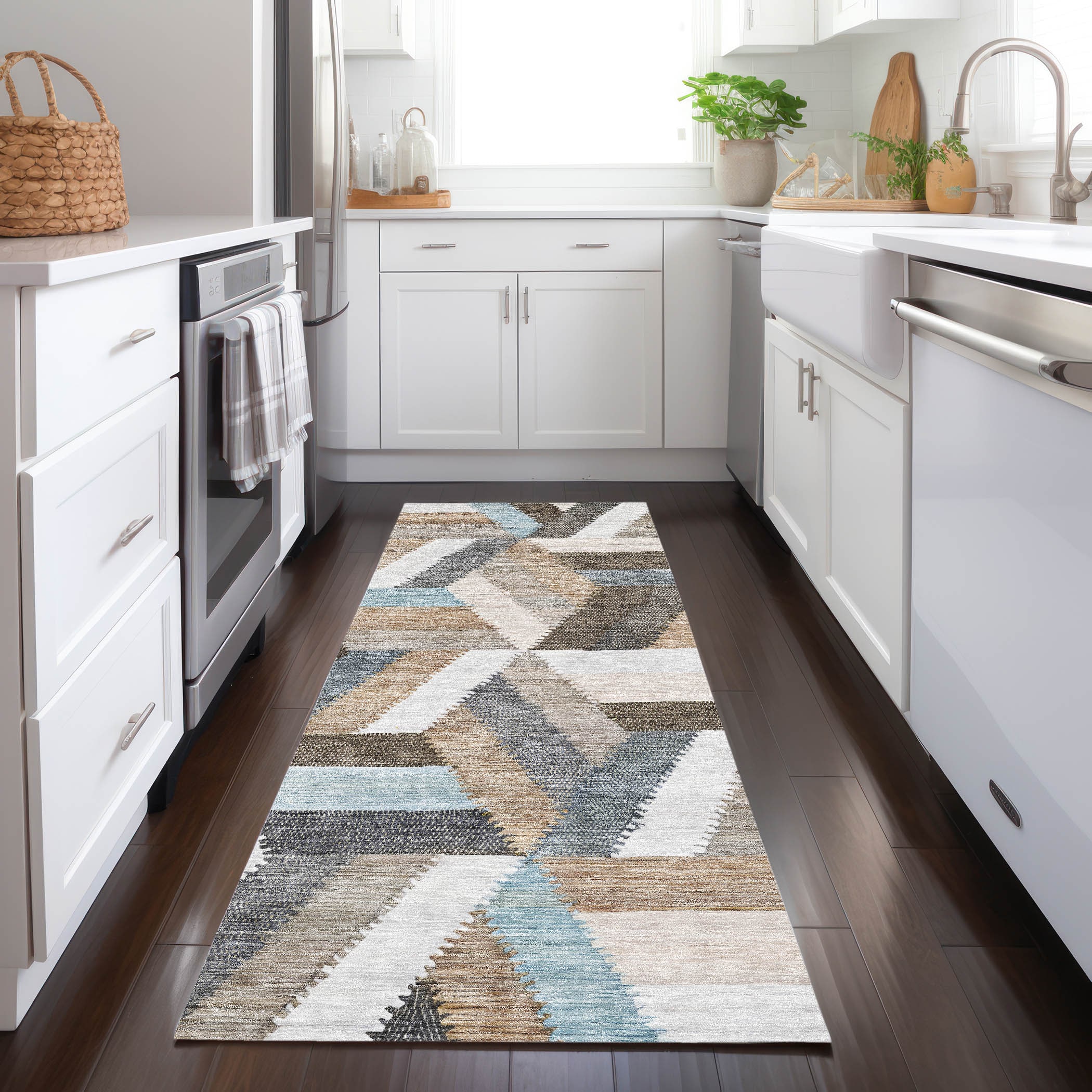 Addison Rugs ACN1241BR2X8 Chantille ACN1241BR 2 x 7 (ft) Polyester Brown Rectangular Indoor/Outdoor Geometric Machine washable Runner rug