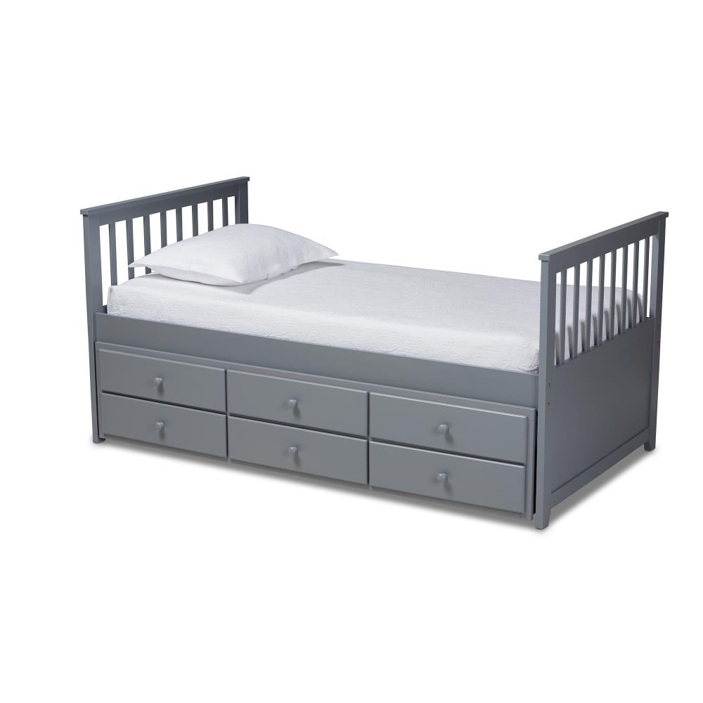 Baxton Studio Trine Grey Twin Wood Daybed with Storage in the Beds