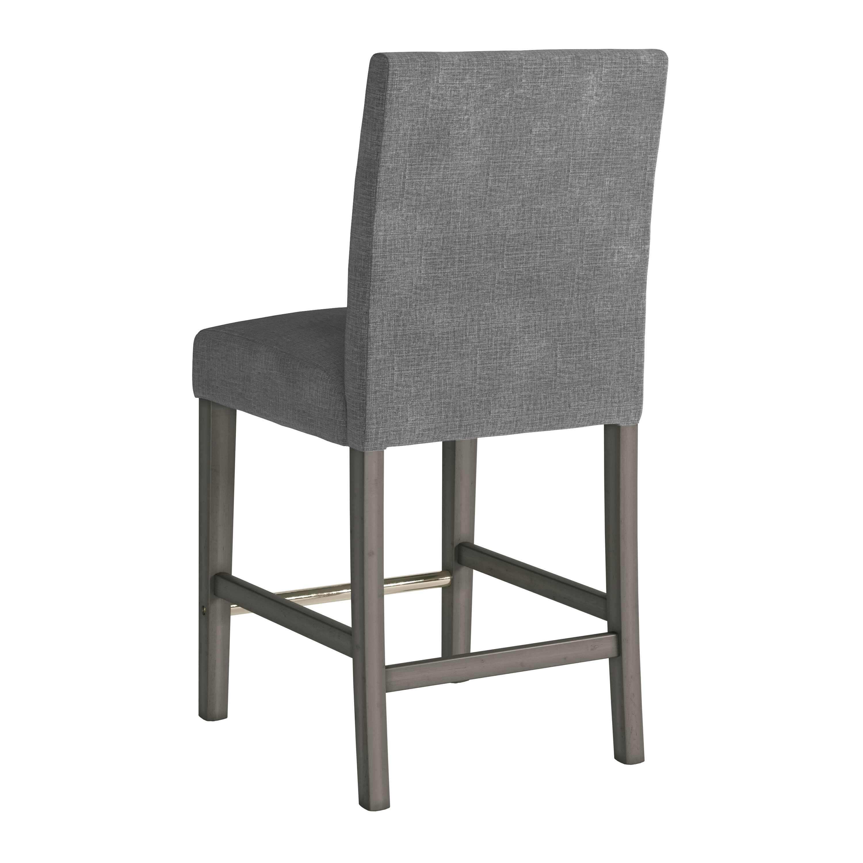 Laura Gray Fabric and Wood Counter Height Barstool with Steel Footrest