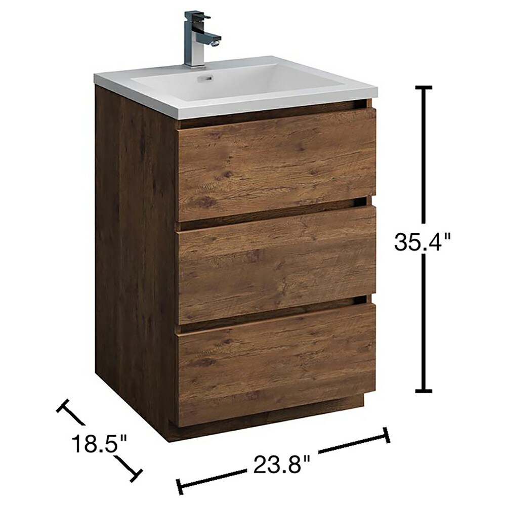 Fresca Lazzaro 24-in Rosewood Single Sink Bathroom Vanity with White ...