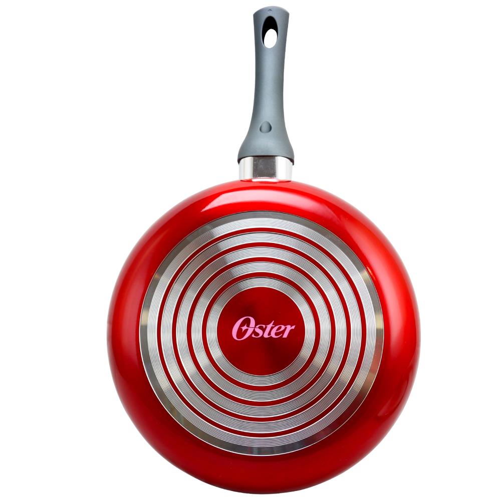 Oster Herscher 9.5 inch Aluminum Frying Pan in Red