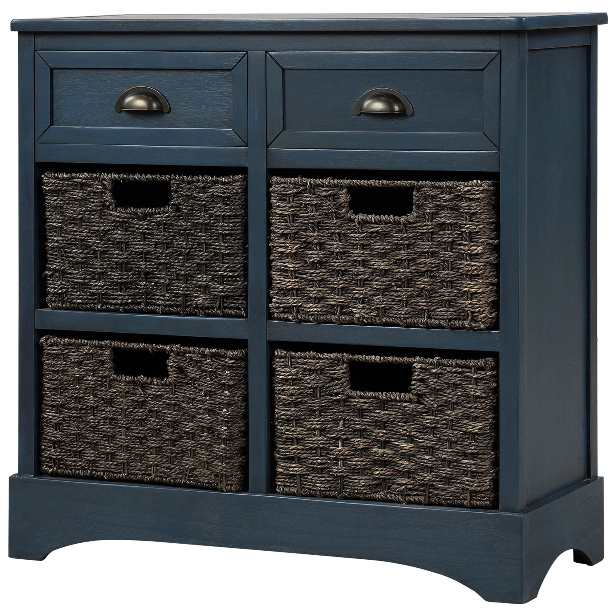 SINOFURN SYA330013BL Blue Asian hardwood 6 -Drawer Double dresser