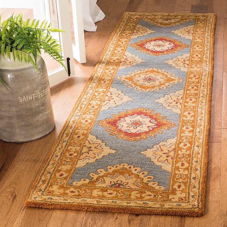 Safavieh Heritage Anand 2 x 8 Blue/Rust Indoor Floral/Botanical Oriental Handcrafted Runner Safavieh Heritage Anand 2 x 8 Blue/Rust Indoor Floral/Botanical Oriental Handcrafted Runner