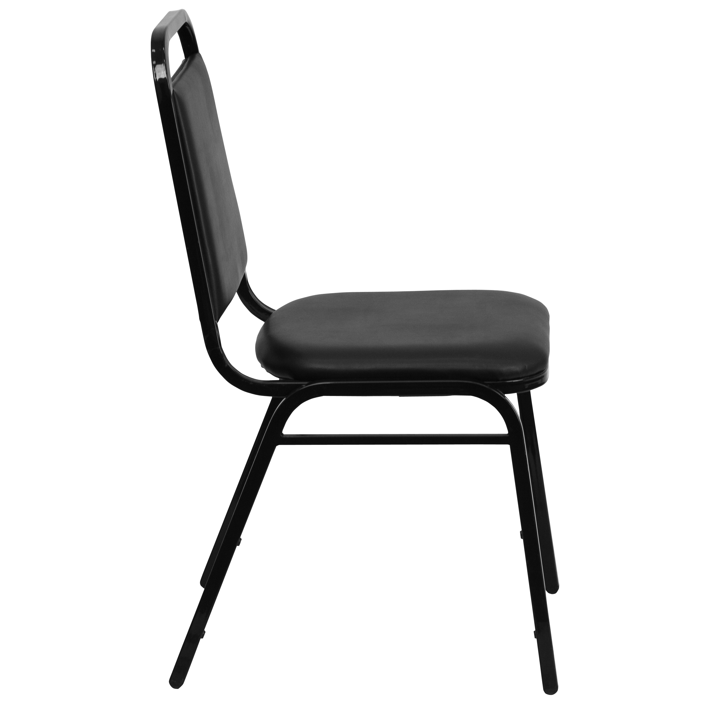 Elegant Black Vinyl Stacking Banquet Chair with Steel Frame