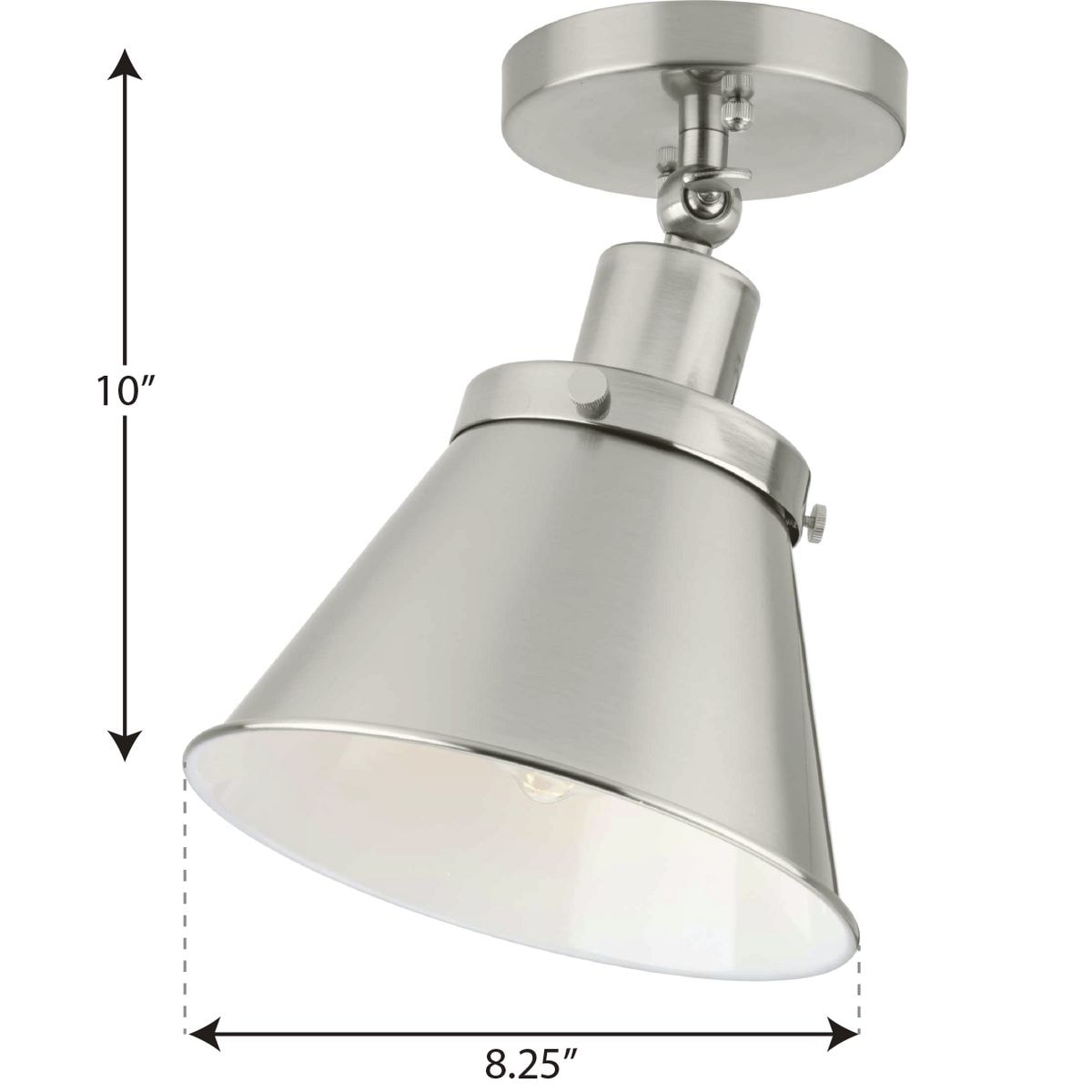 Hinton Brushed Nickel 1-Light Semi-Flush Mount Ceiling Light