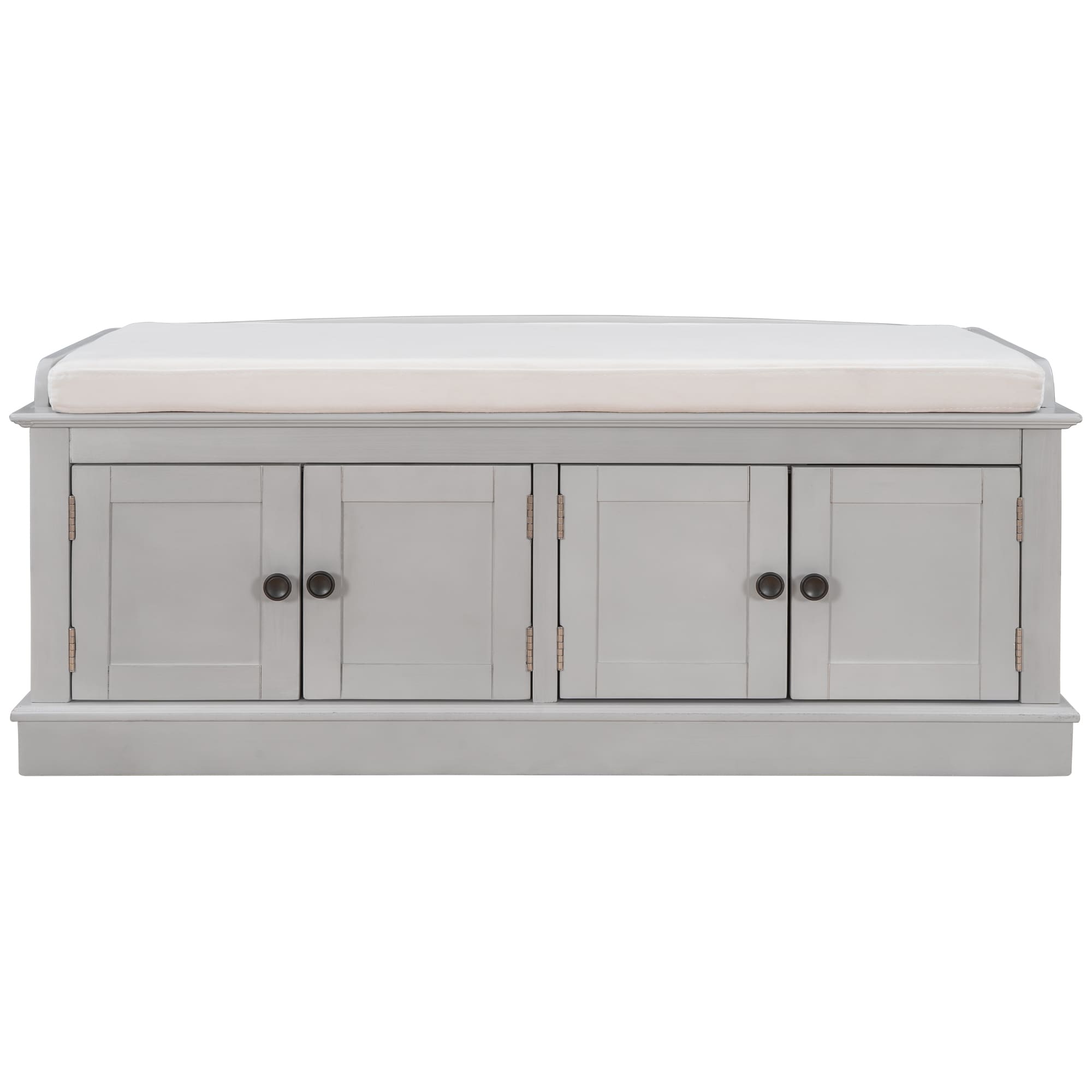 Qualler BTM00227E Modern Gray Wash Storage Bench 42.7-in x 16-in x 17.4-in