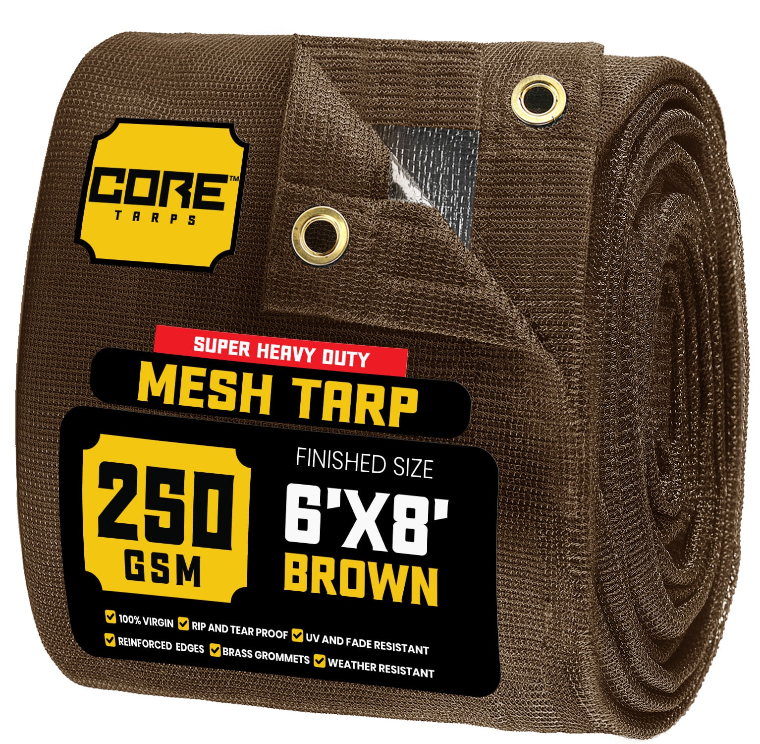 Core Tarps CT-802-6X8 6-ft x 8-ft Brown Commercial Polyethylene