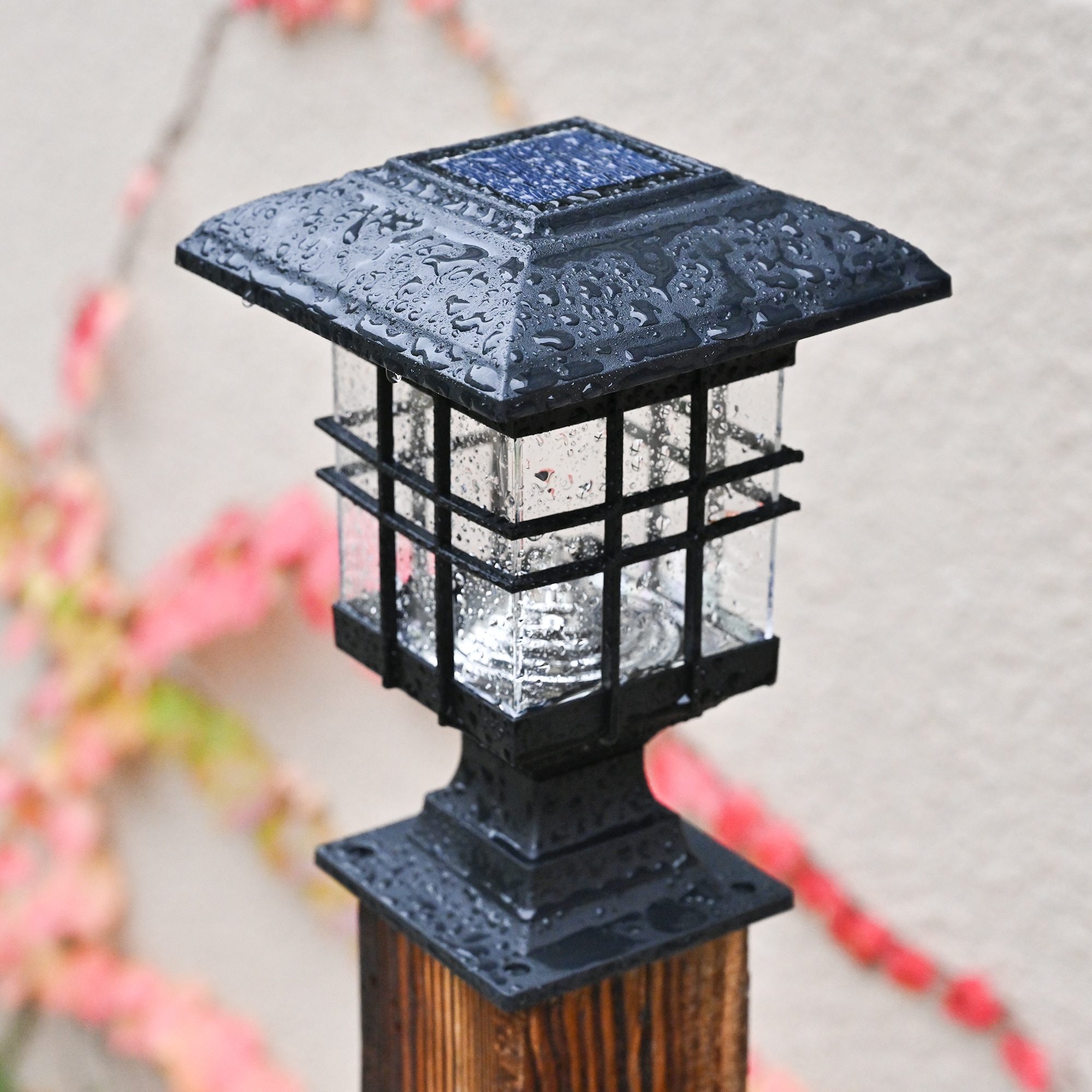 Gigalumi Solar Powered Outdoor Black Post Light 2 Pack Po-df-2bc-ml1 At 