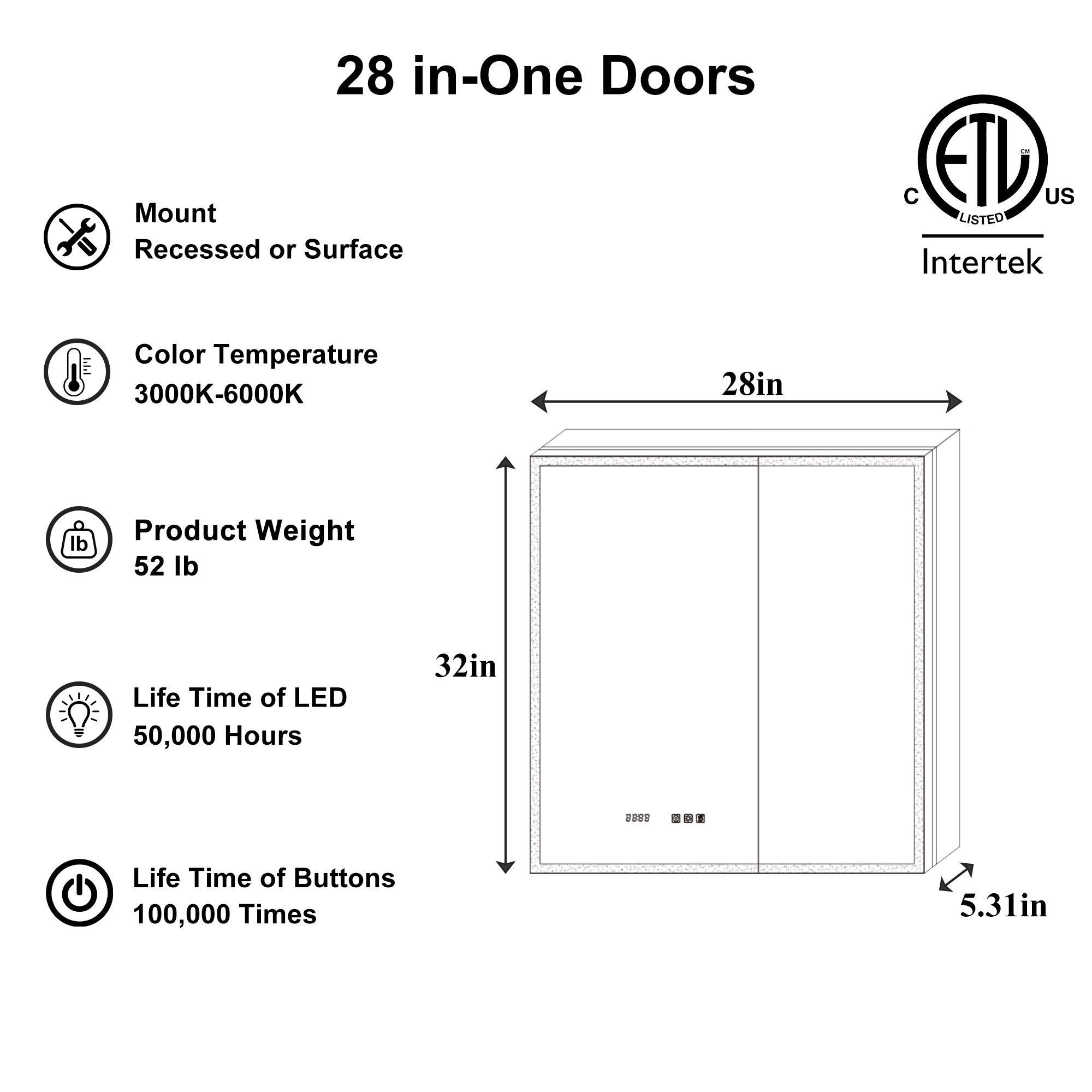 ExBrite 1226XD2026V3R Bathroom-Medicine-Cabinets - View #3