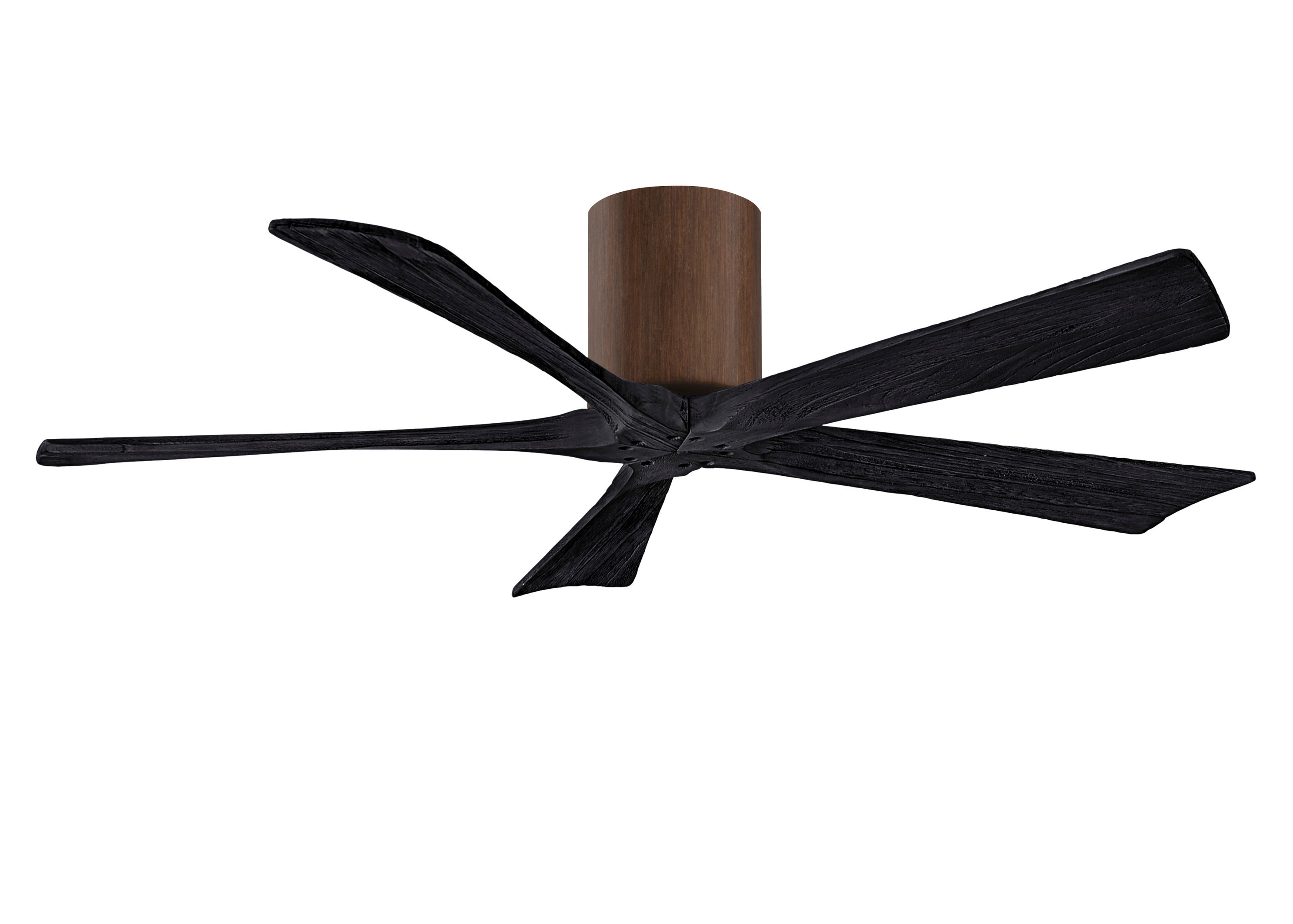 Matthews Fan Company IR5H-WN-BK-52 Irene-5H 52-in Outdoor Flush Mount Walnut with Matte Black Blades Ceiling Fan Without Light - Remote Included ( 5 -Blade )