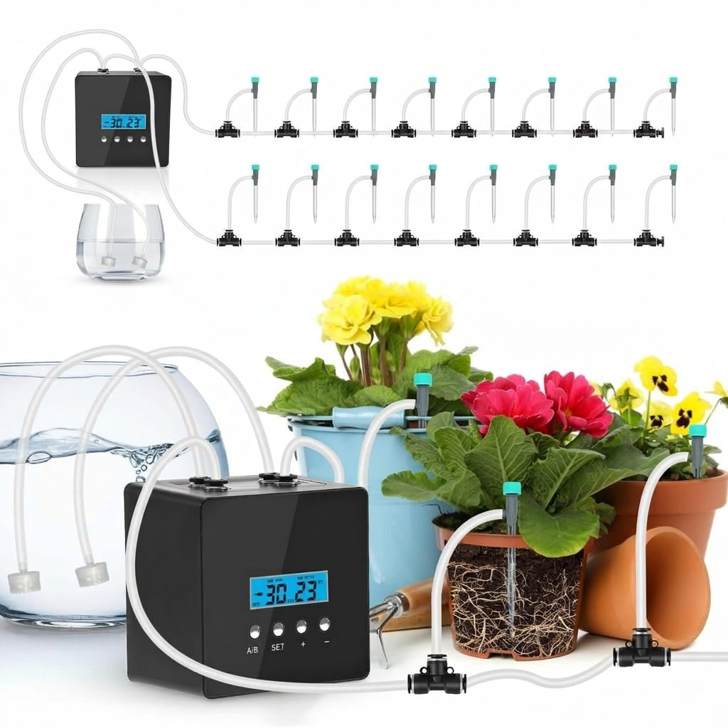 Etokfoks Indoor Automatic Watering System Kit with Programmable Timer ...