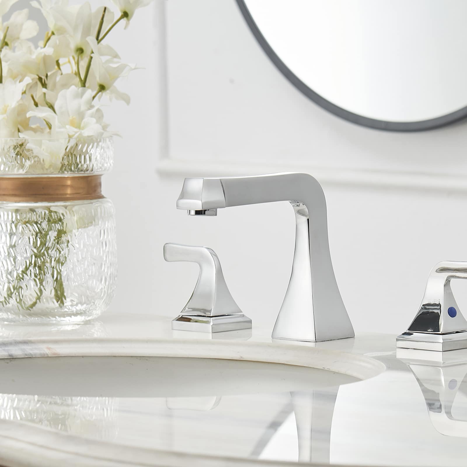 Polished Chrome Widespread 2-Handle Bathroom Sink Faucet