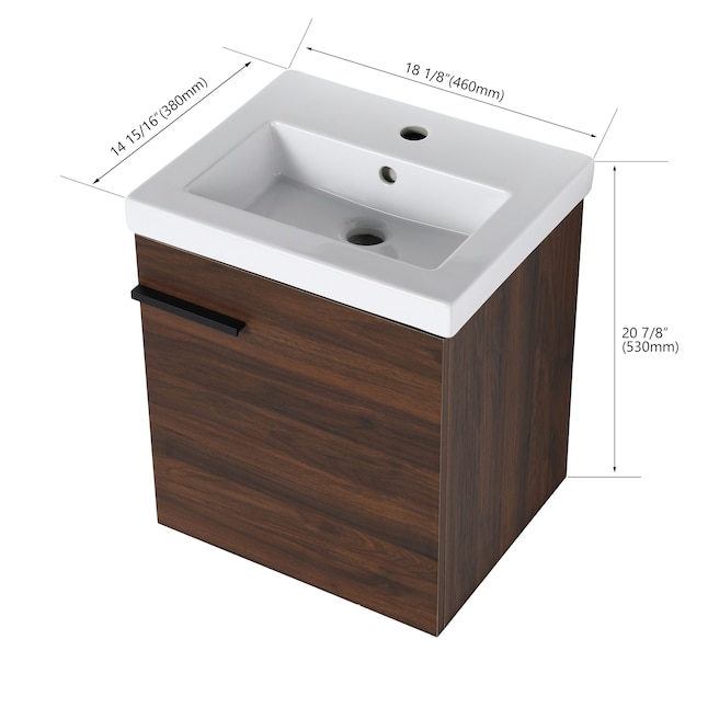 Forclover Floating Soft-Closing 18-in California Walnut Single Sink ...