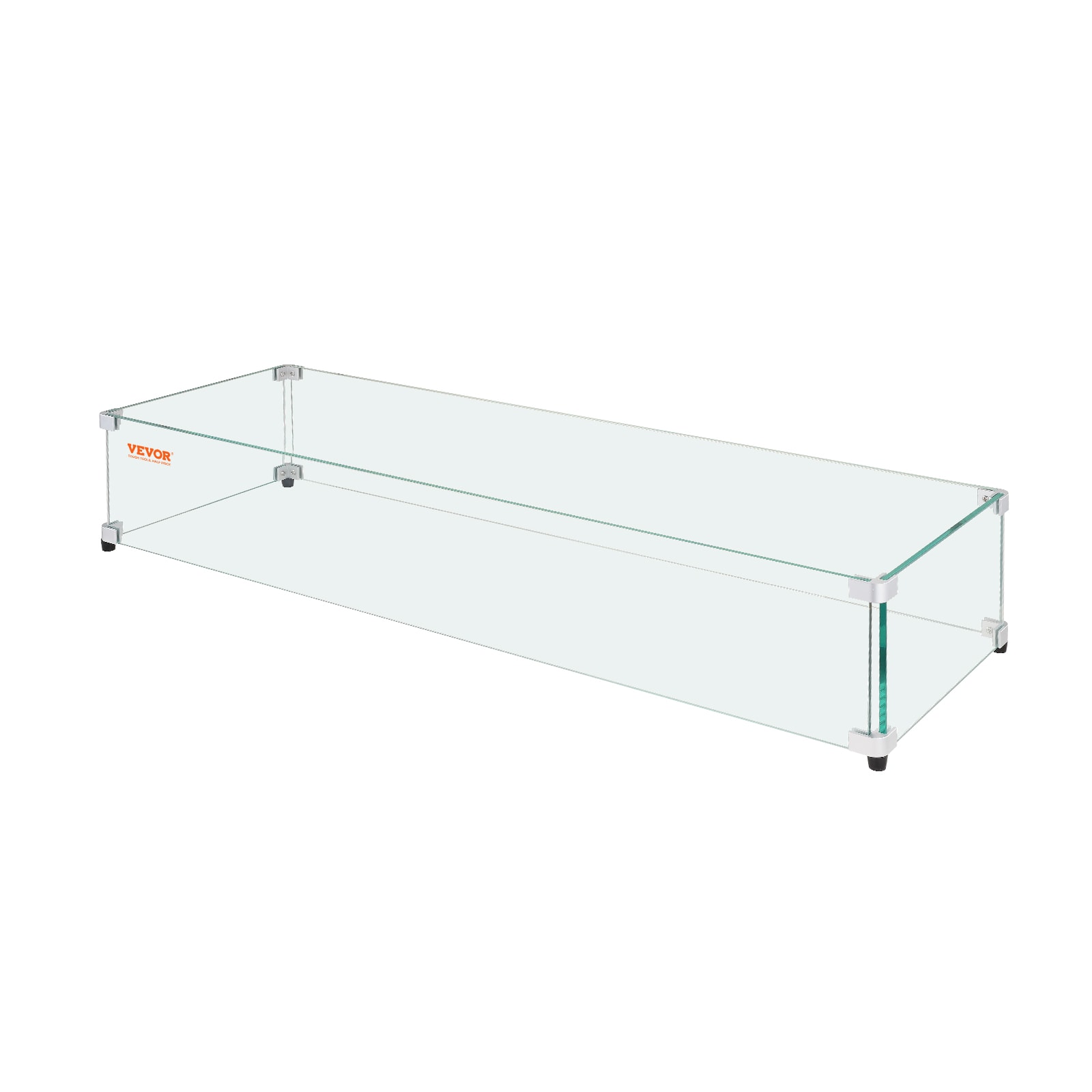 VEVOR HKFFZGHBLZFX81ND3V0 44.4-Inches Silver Glass Fire Pit Wind guard