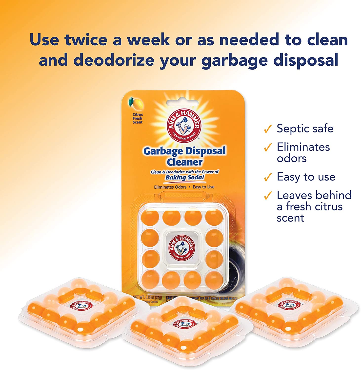 CLR Garbage Disposal Cleaner Pods, Clean Scent - 5 count