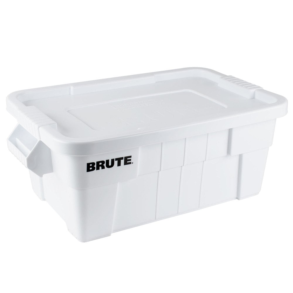 Rubbermaid 20 Gallon Brute Tote with Lid, White (RCP9S31WHIEA)