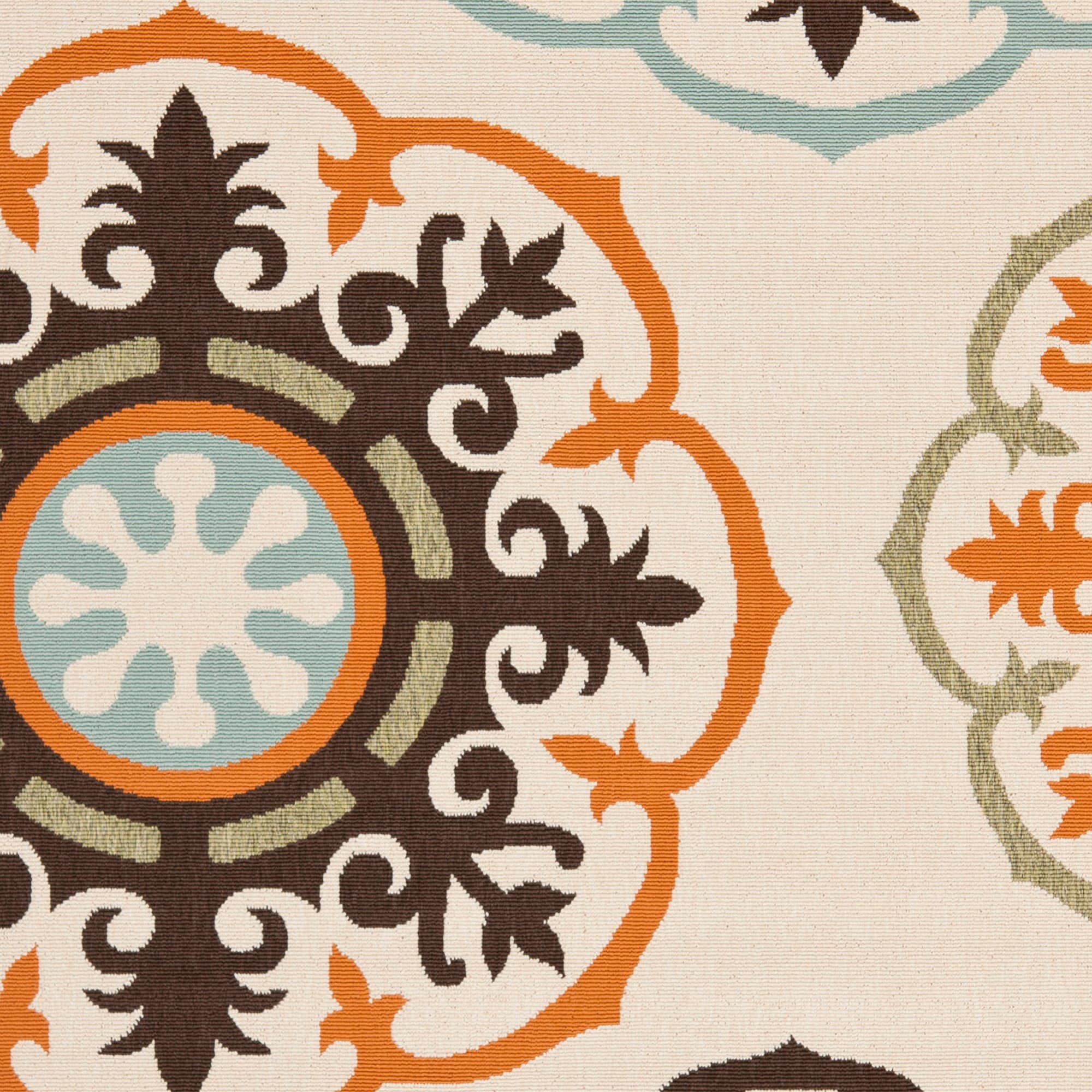 Reversible Floral Cream & Terracotta Synthetic Rug 27"x8"