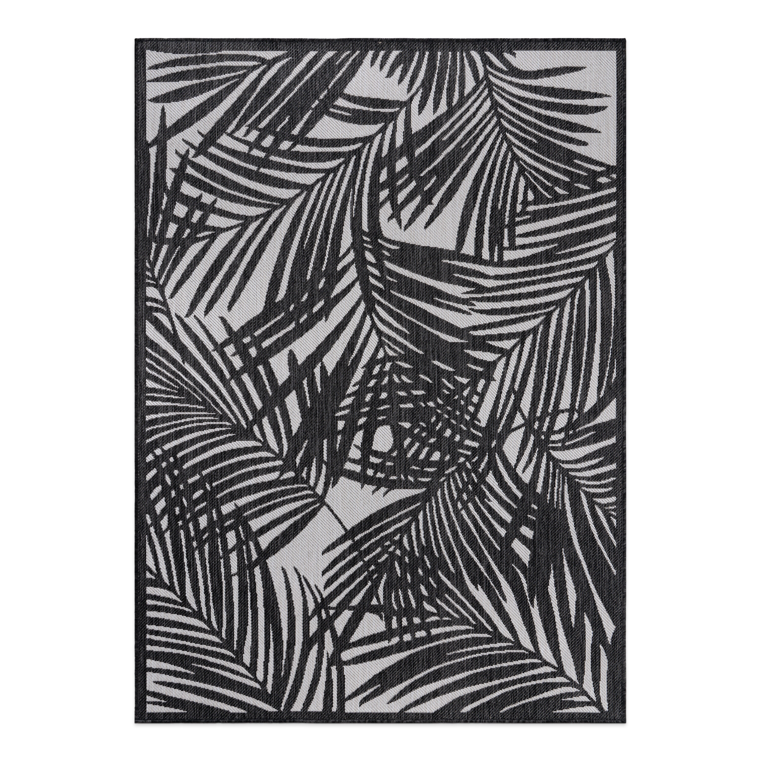 World Rug Gallery 118BLACK5X7 Summer 5 x 7 (ft) Loomed Polypropylene Black Rectangular Indoor/Outdoor Floral/Botanical Tropical Area rug