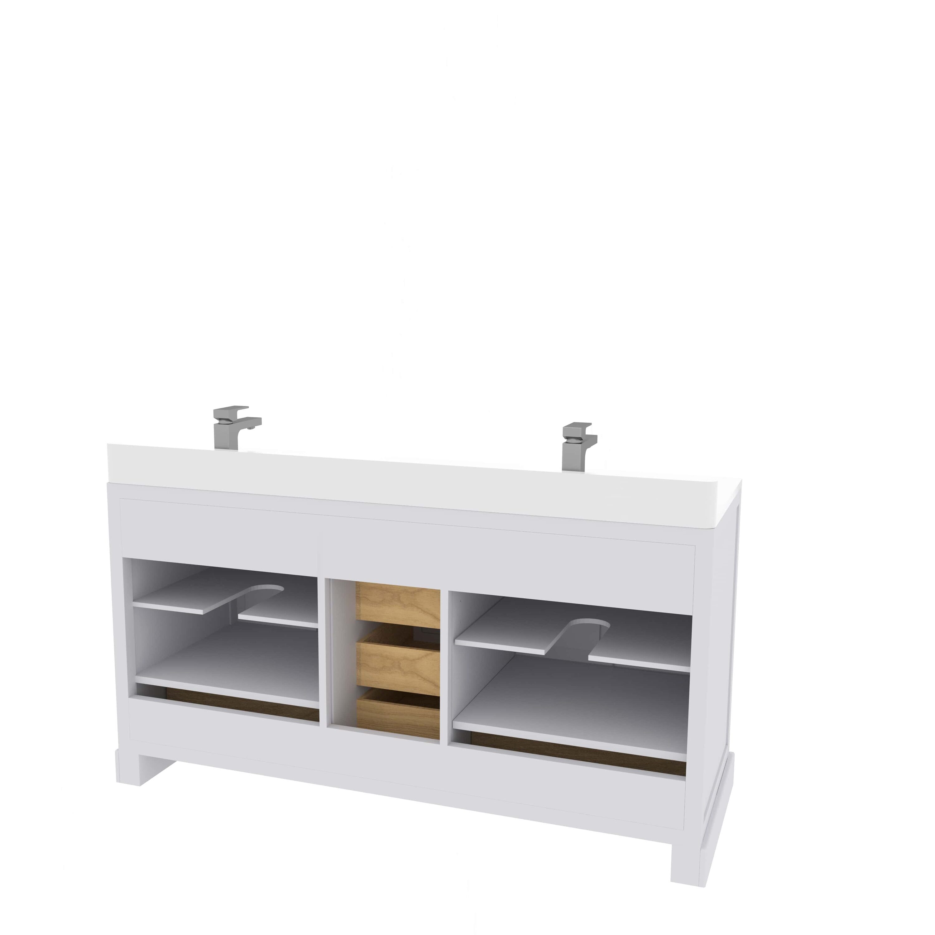 Ayna Decors AVM60WH3022 Bath-Vanity-Combo - View #6