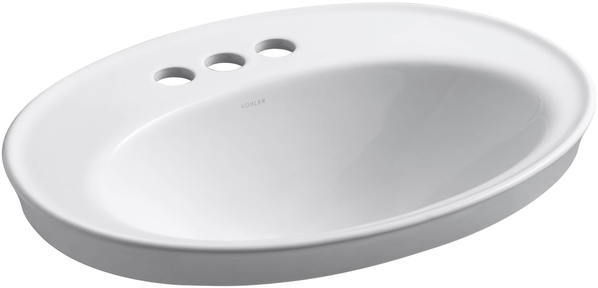 KOHLER 2075-4-0 Serif Vitreous china Drop-in Oval Trough White Bathroom Sink ( 22.125-in x 16.25-in )