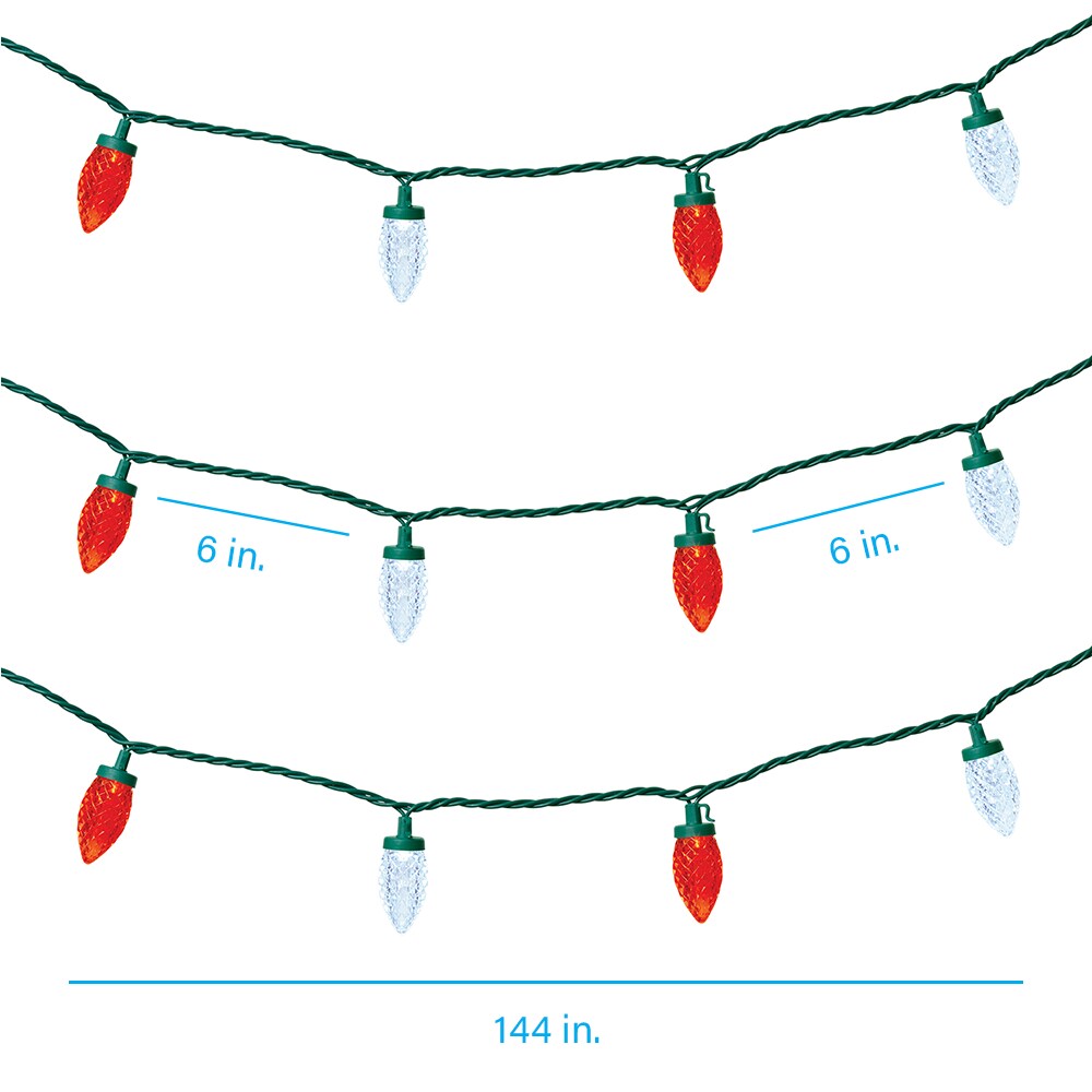 Holiday Living 25 -Count 12-ft Red/White LED Plug-In