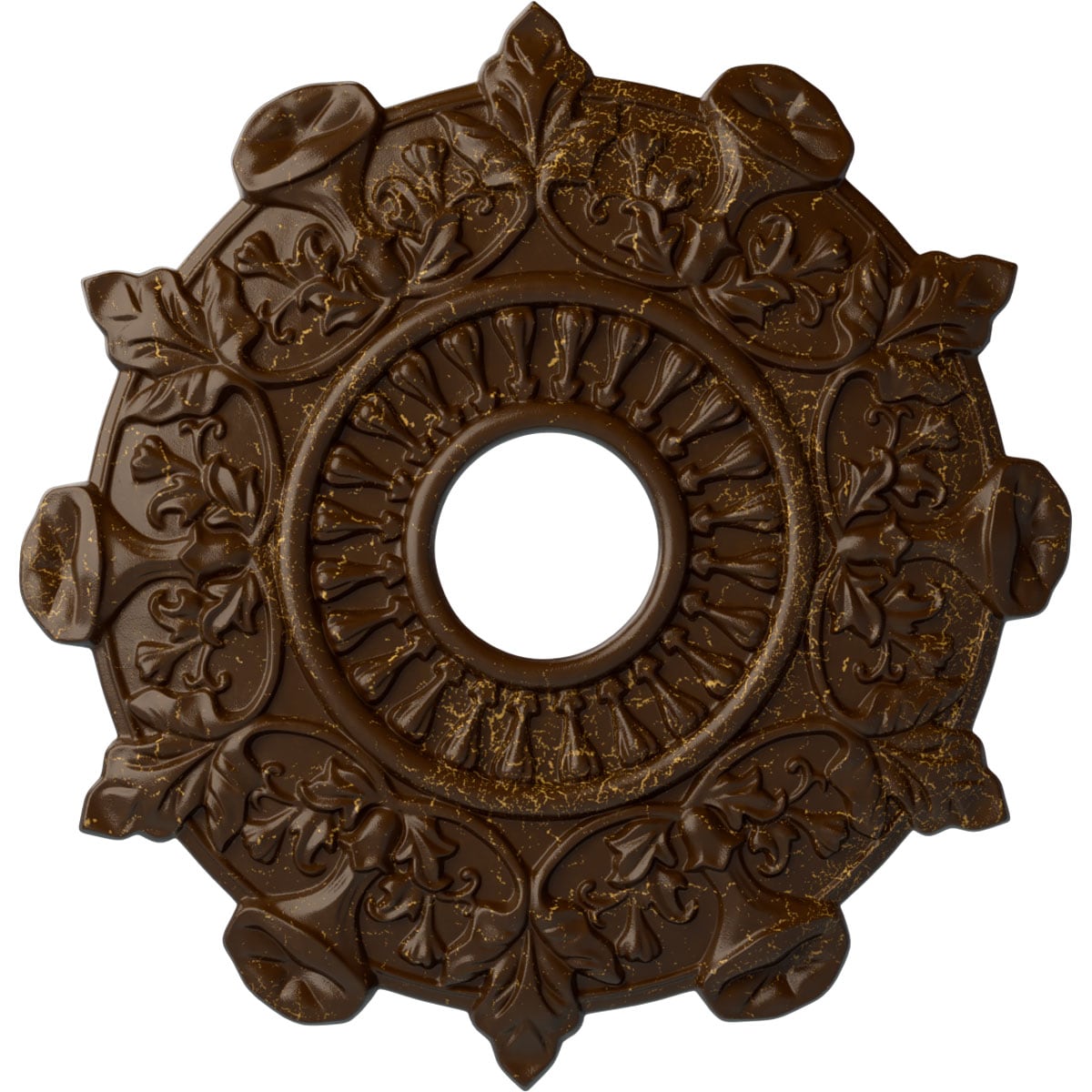Ekena Millwork CM17PRRBC Preston 17.5-in W x 17.5-in L Painted Root Beer Crackle Polyurethane Whole Ceiling Medallion