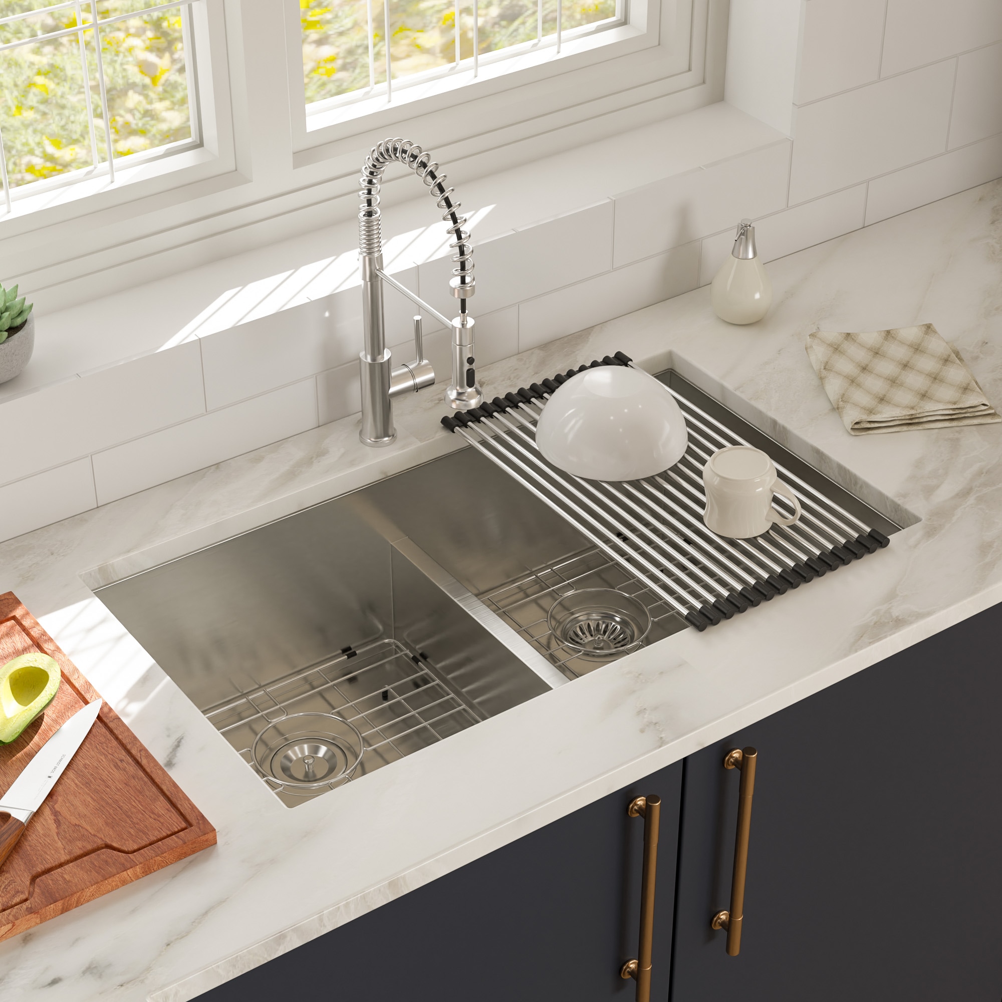 CASAINC 33-in Stainless Steel Undermount Kitchen Sink Double Bowl 50/50 Basin Sink 16 Gauge 10-in Deep #CA-LD-71299