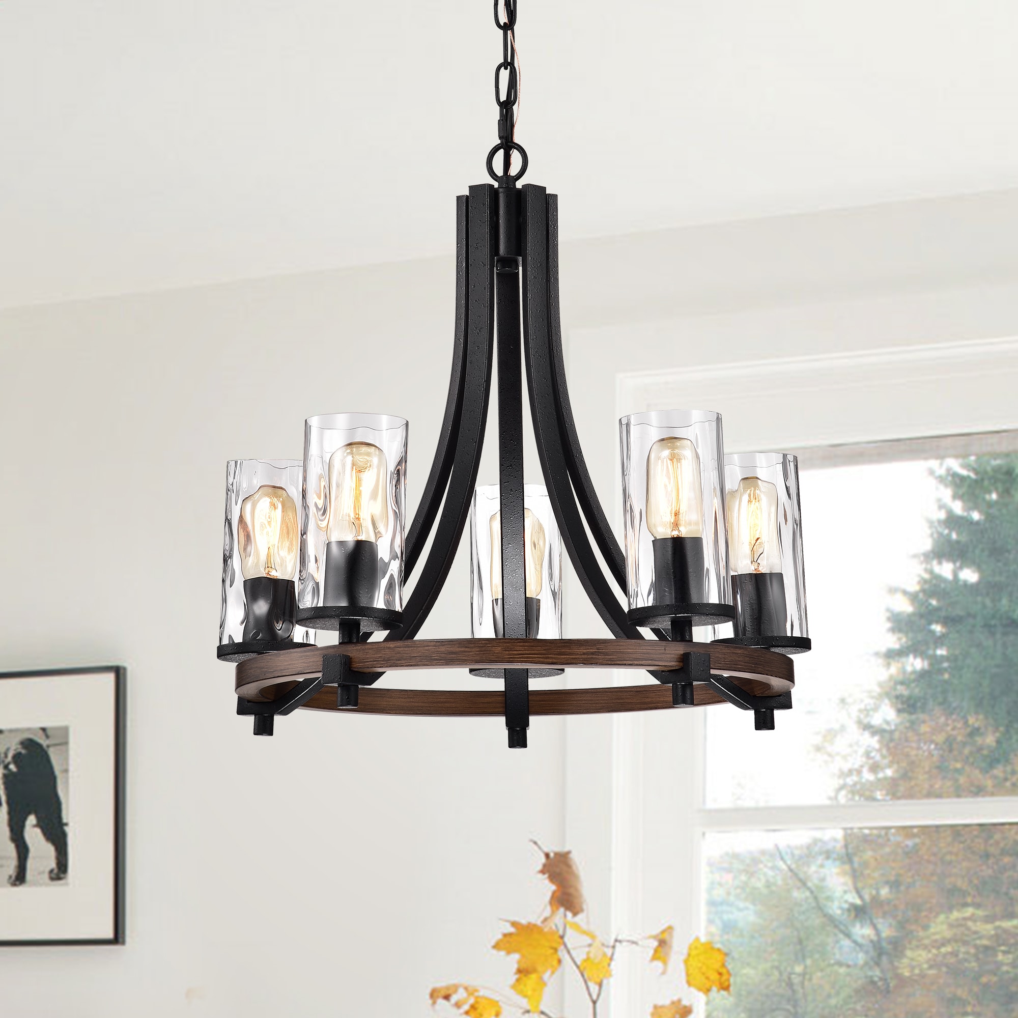 Hagrid Forged Black 20" Contemporary 5-Light Pendant