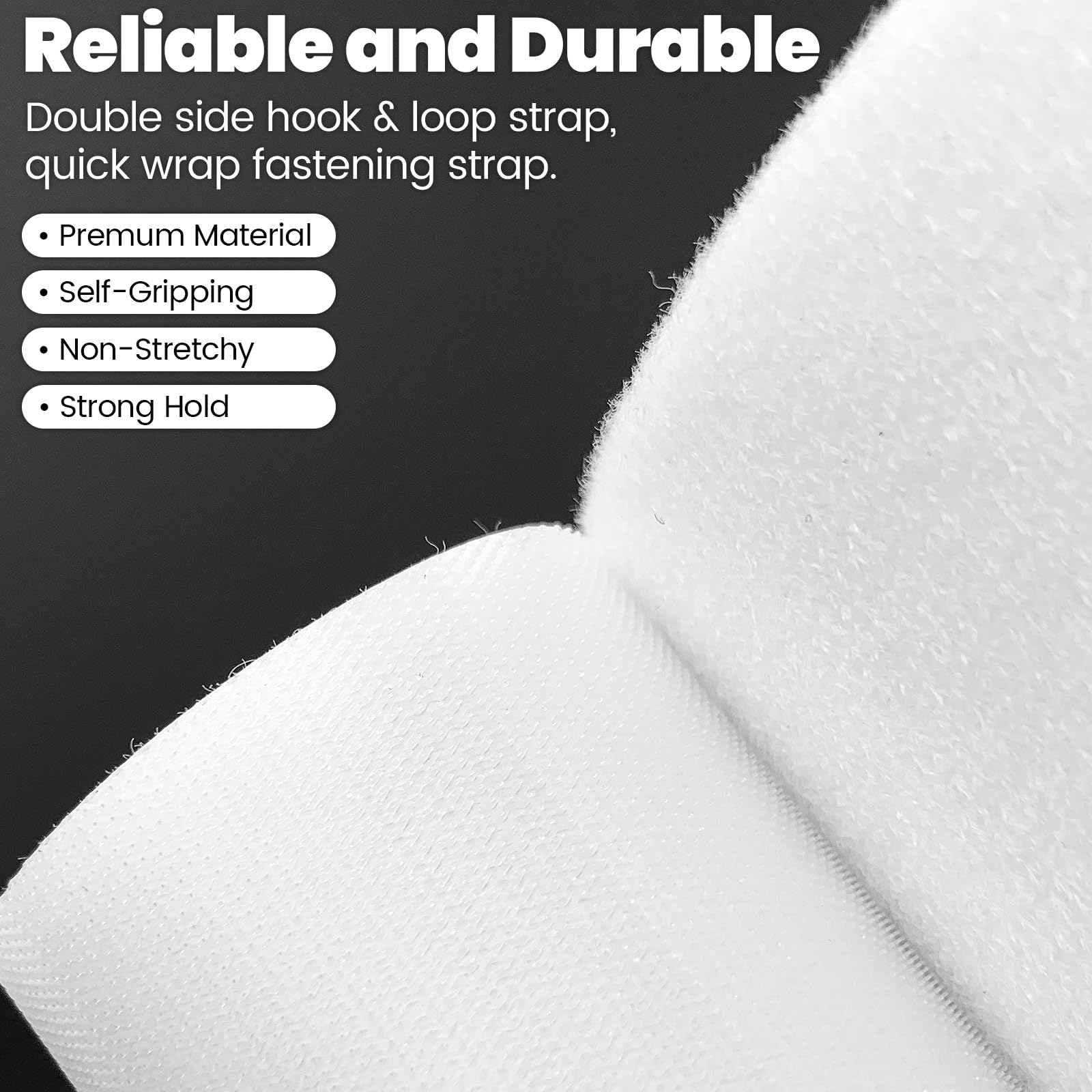 UUDULY Double Sided Hook and Loop Straps 1 Inch Wide Cut to Length ...