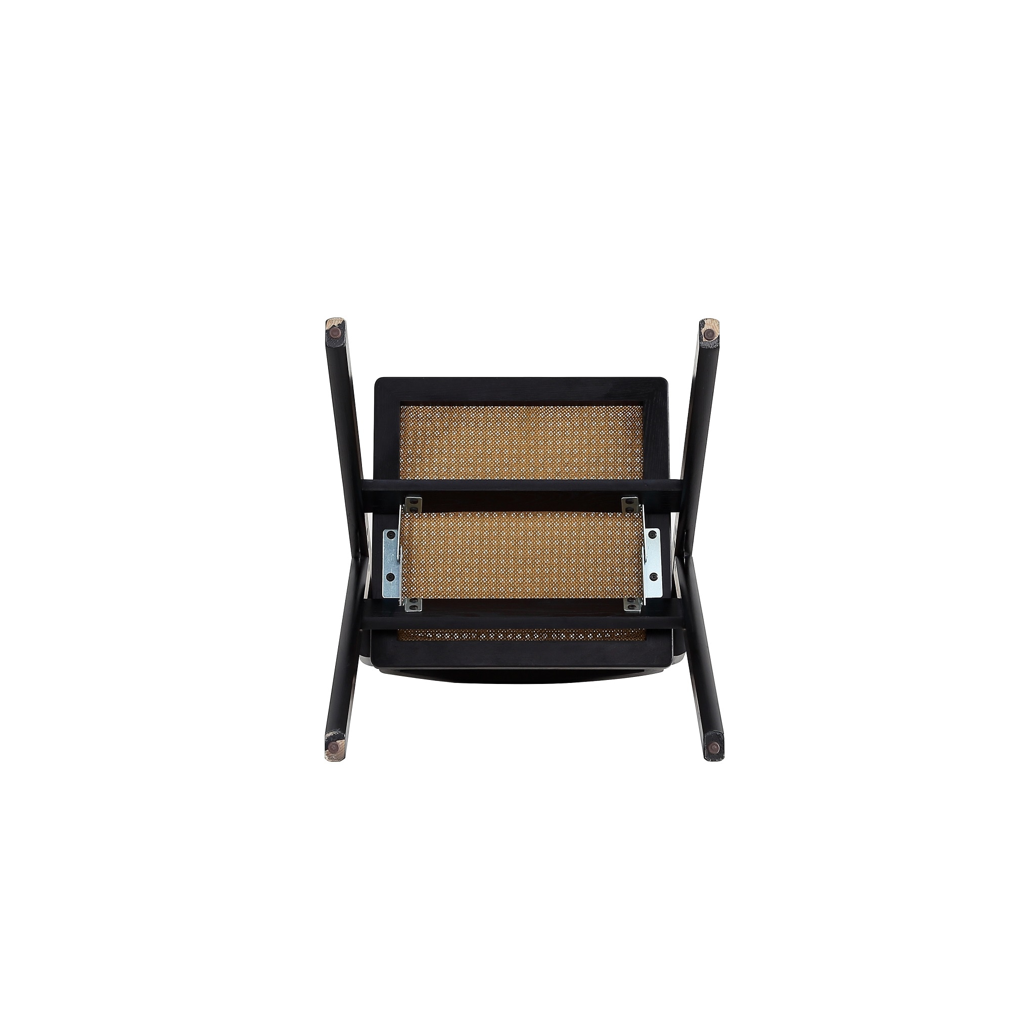 Sleek Black and Natural Cane Folding Side Chair Set