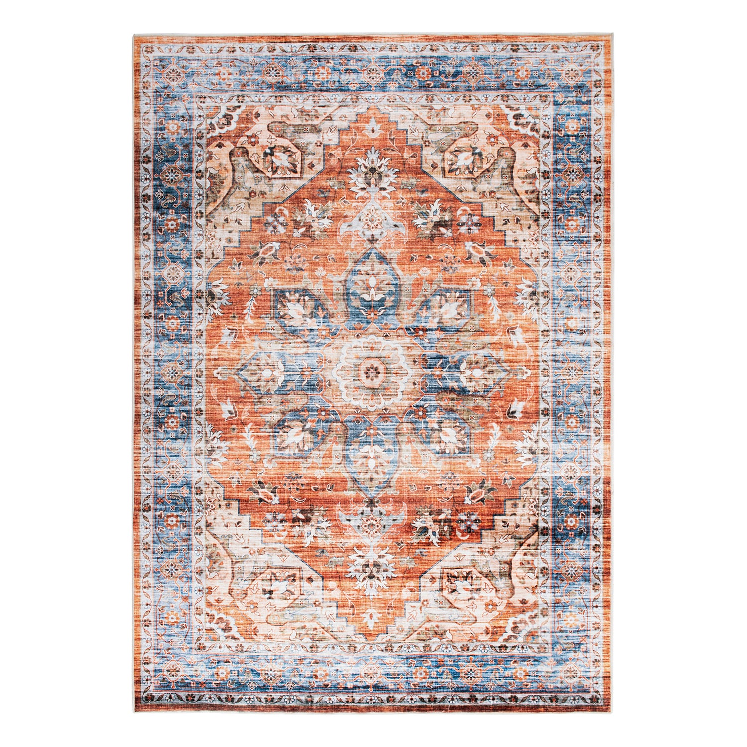 World Rug Gallery 7029RUST8X10 8 X 10 Rust Indoor Medallion Machine Washable